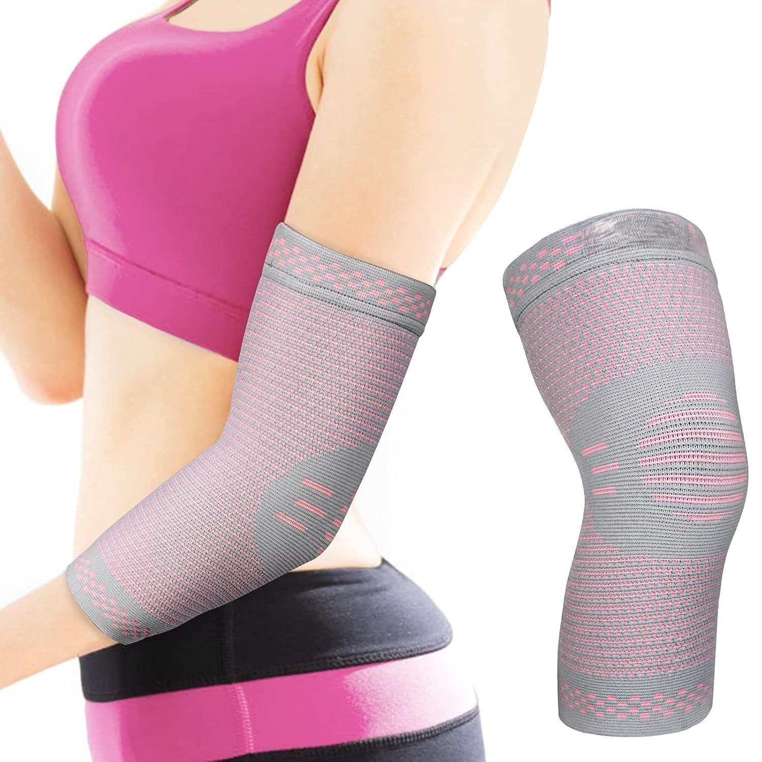 Ellenbogenbandage Ellenbogenbandagen Set Greypink stabilisierend & atmungsaktiv