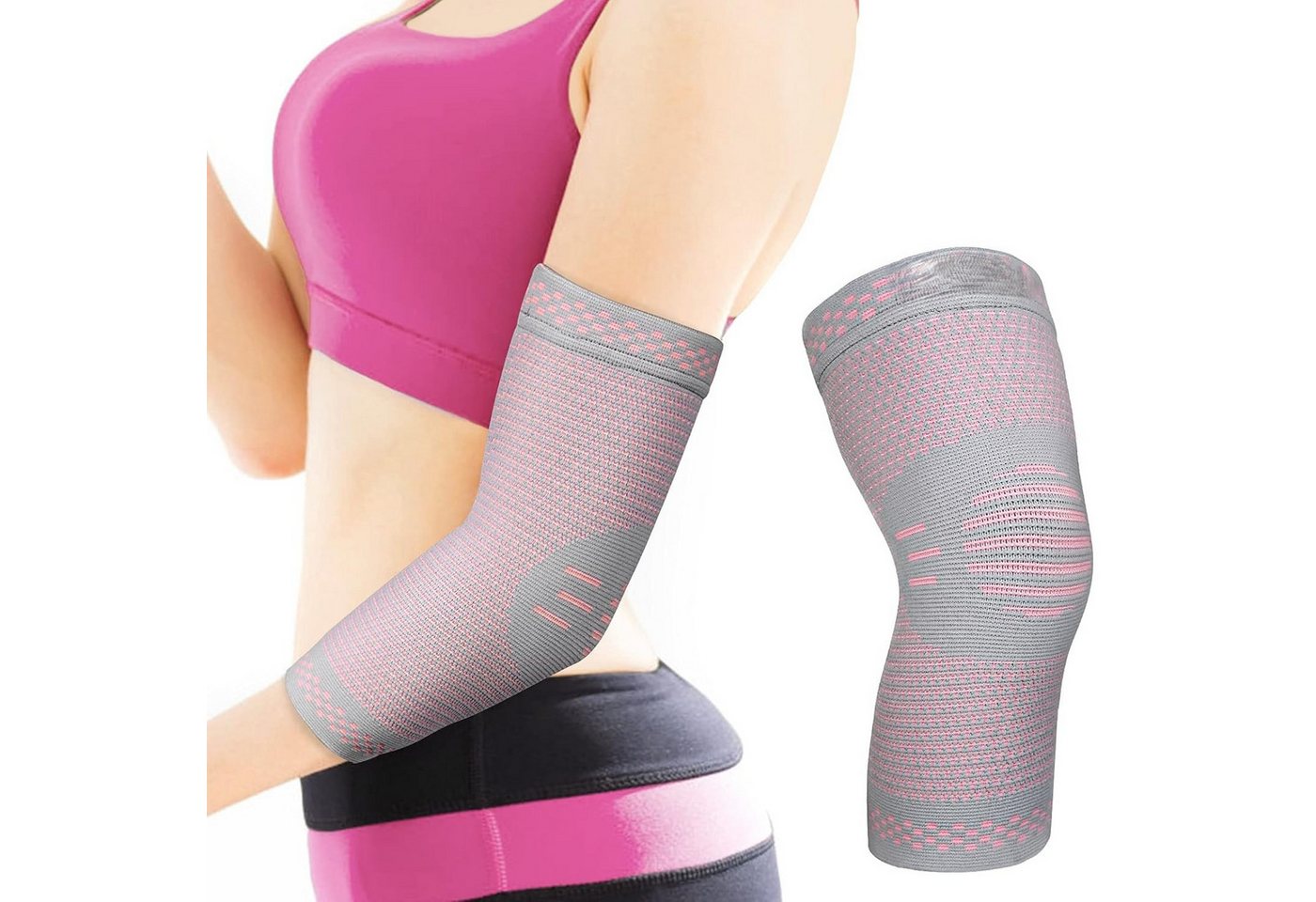 NEENCA Ellenbogenbandage Ellenbogenbandagen Set Greypink stabilisierend & atmungsaktiv (Unisex Ellenbogenbandagen Set für Sport & Alltag Greypink, 2er Pack Ellenbogenbandagen Greypink atmungsaktiv & stabilisierend), Atmungsaktive Ellenbogenbandagen Greypi
