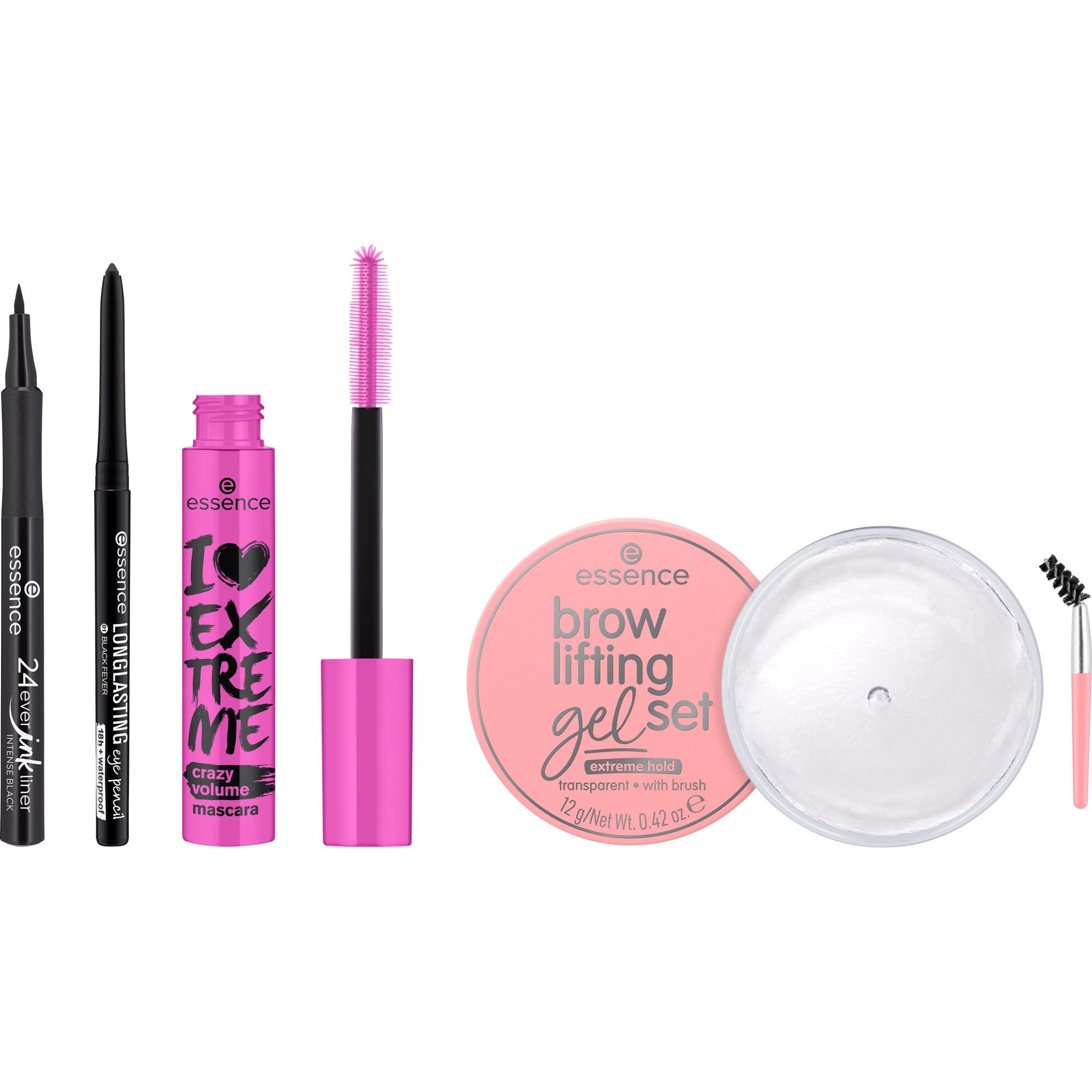 Essence Макияж глаз-Set I LOVE EXTREME eye set, 4-tlg., Всеs-in-einem-Set für vielseitige Looks