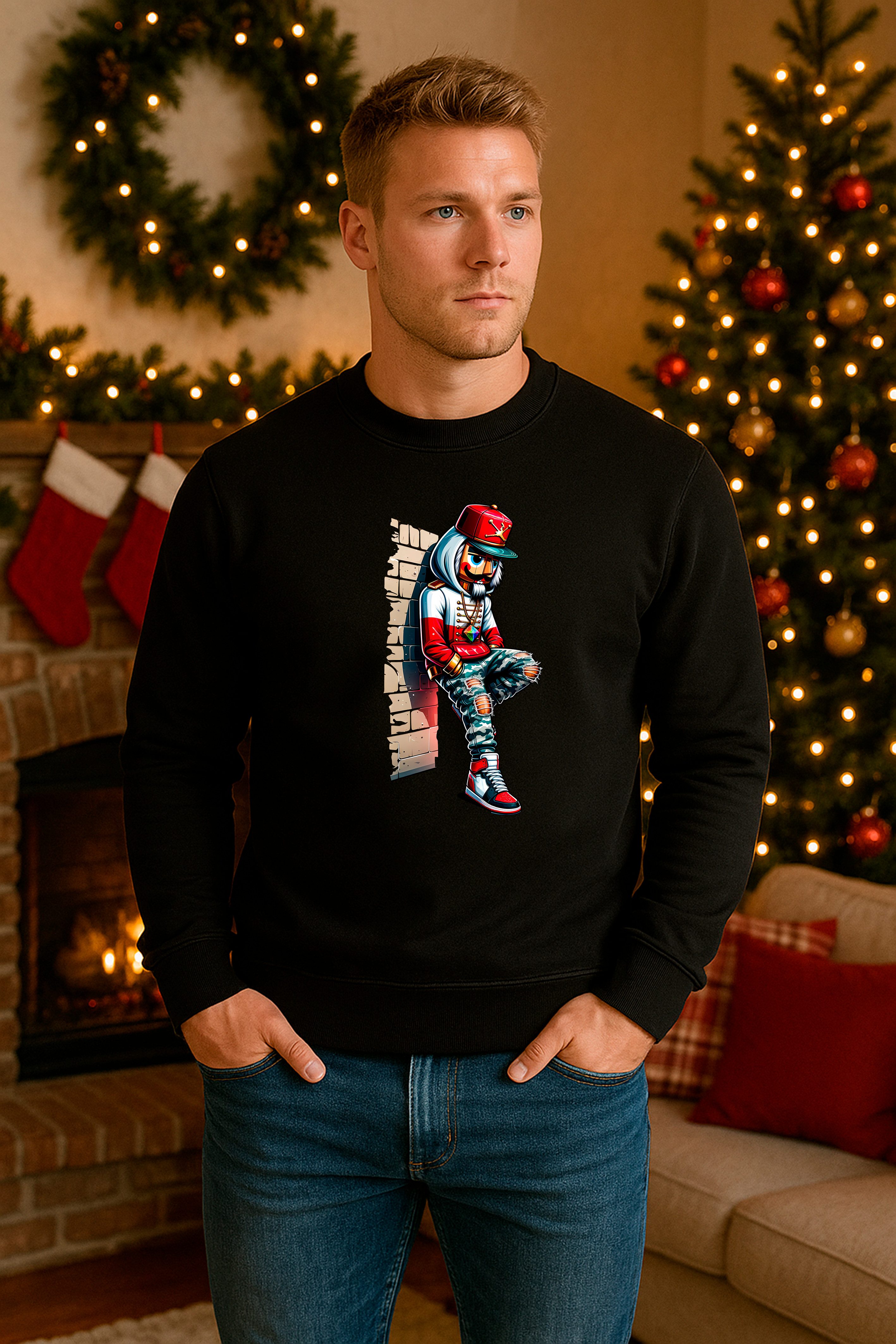 Banco Weihnachtssweatshirt Herren Weihnacht Pullover Rundhals mit Weihnachtsmotiven Winter Weihnachtliches Design mit Streetstyle-Charakter