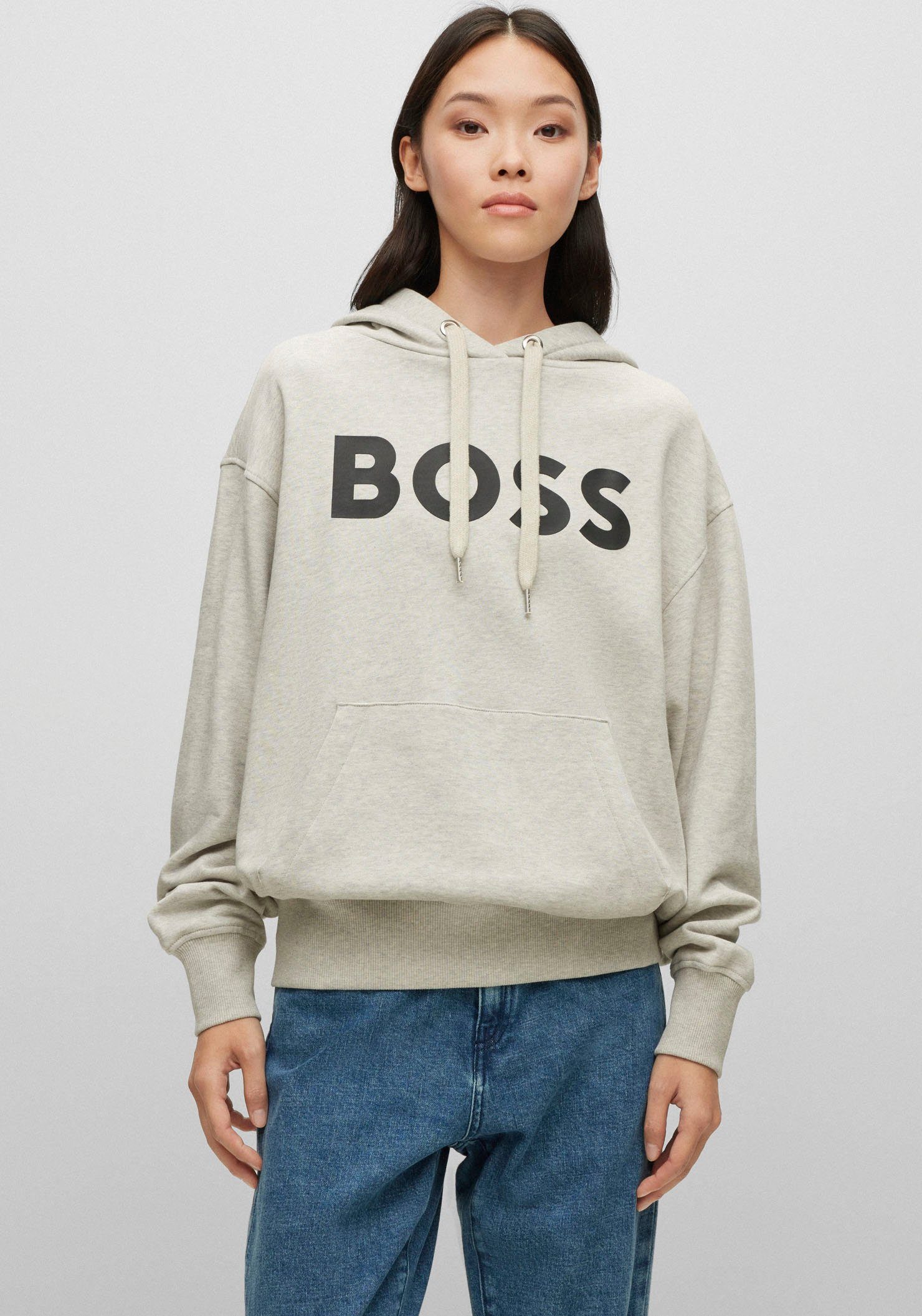 BOSS ORANGE Kapuzenshirt mit BOSS Logo Druck auf der Brust, Verstellbare  Kapuze mit Metallösen dank Kordelzug
