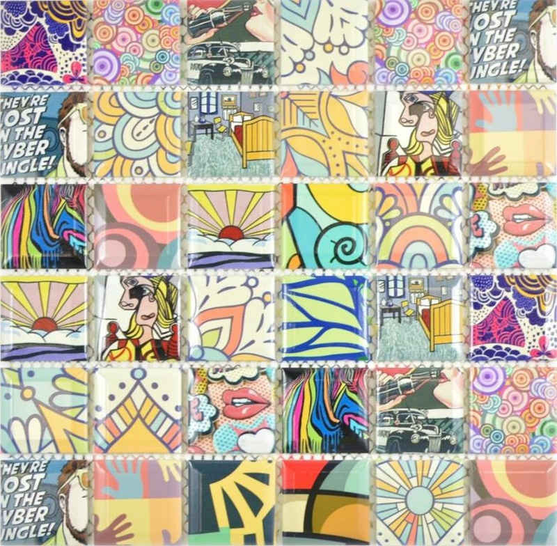 Mosani Mosaikfliesen Keramikmosaik Mosaikfliesen mehrfarben bunt glänzend