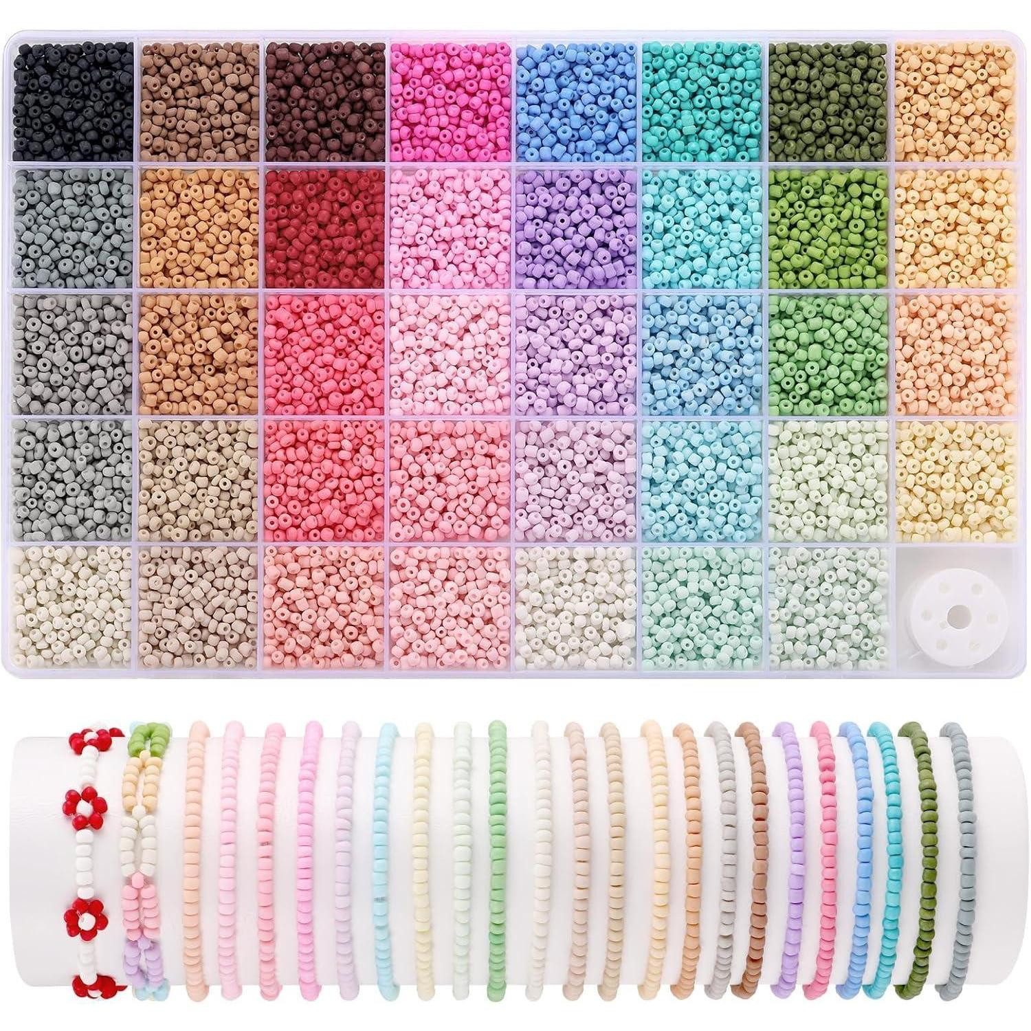 LuxusKollektion Bastelperlen Perlen 3mm 9600 Stück 39 Farben Armbänder Bastelset Matte Farbe