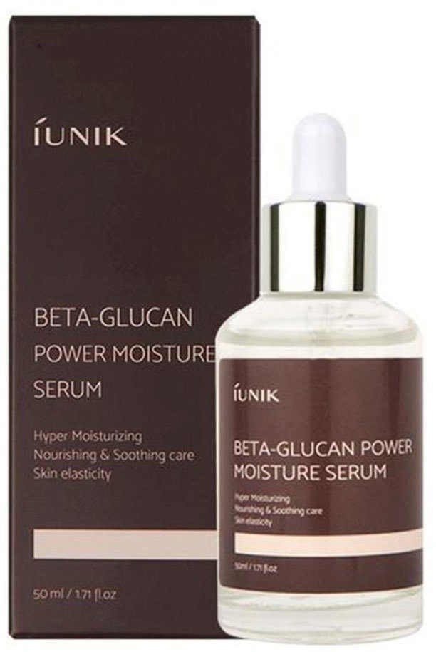 iUnik Gesichtsserum BETA-GLUCAN POWER MOISTURE SERUM, für trockene und sensible Haut, spendet intensive Feuchtigkeit