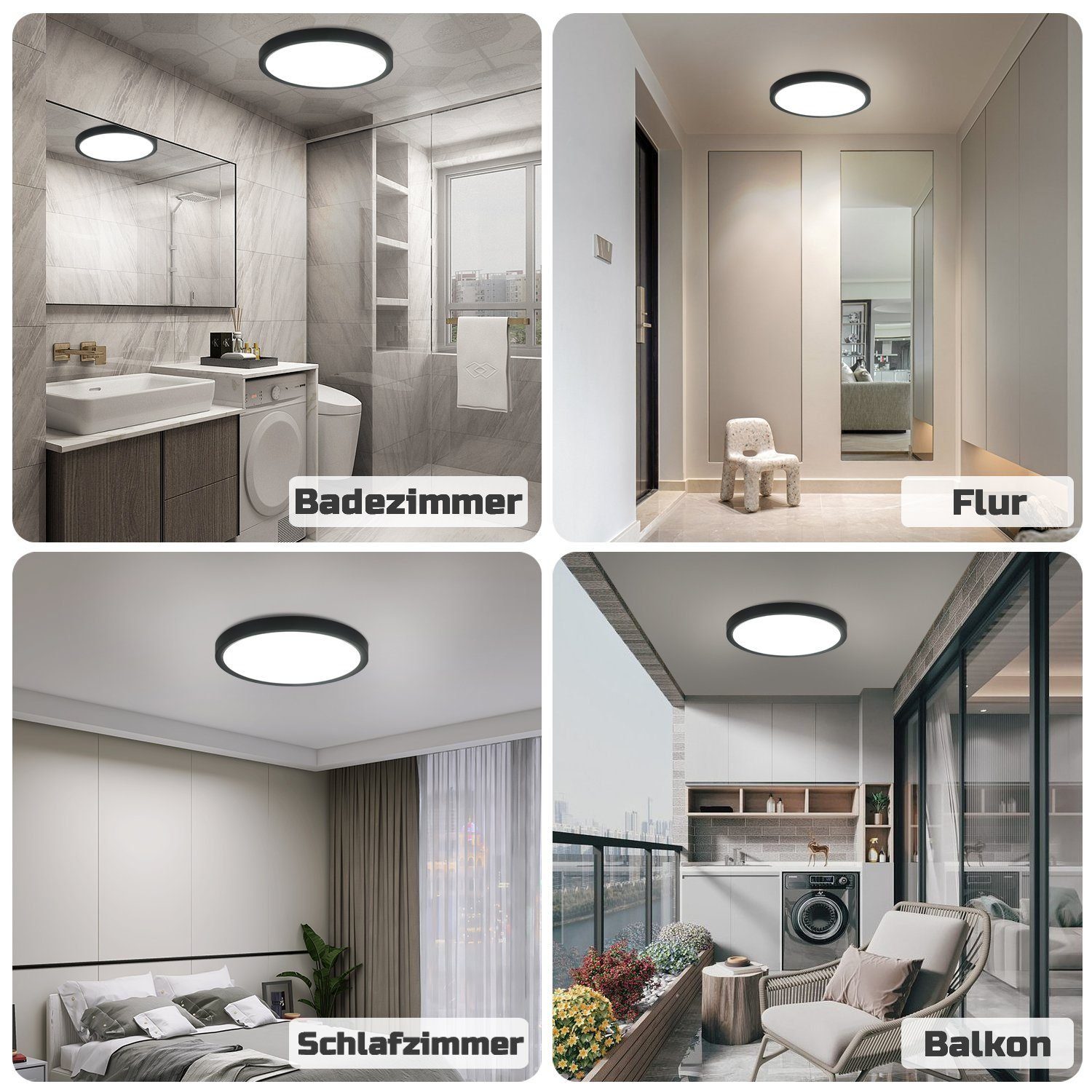 ZMH LED Deckenleuchte ∅22cm IP44 Spritzwassergeschützt günstig online kaufen