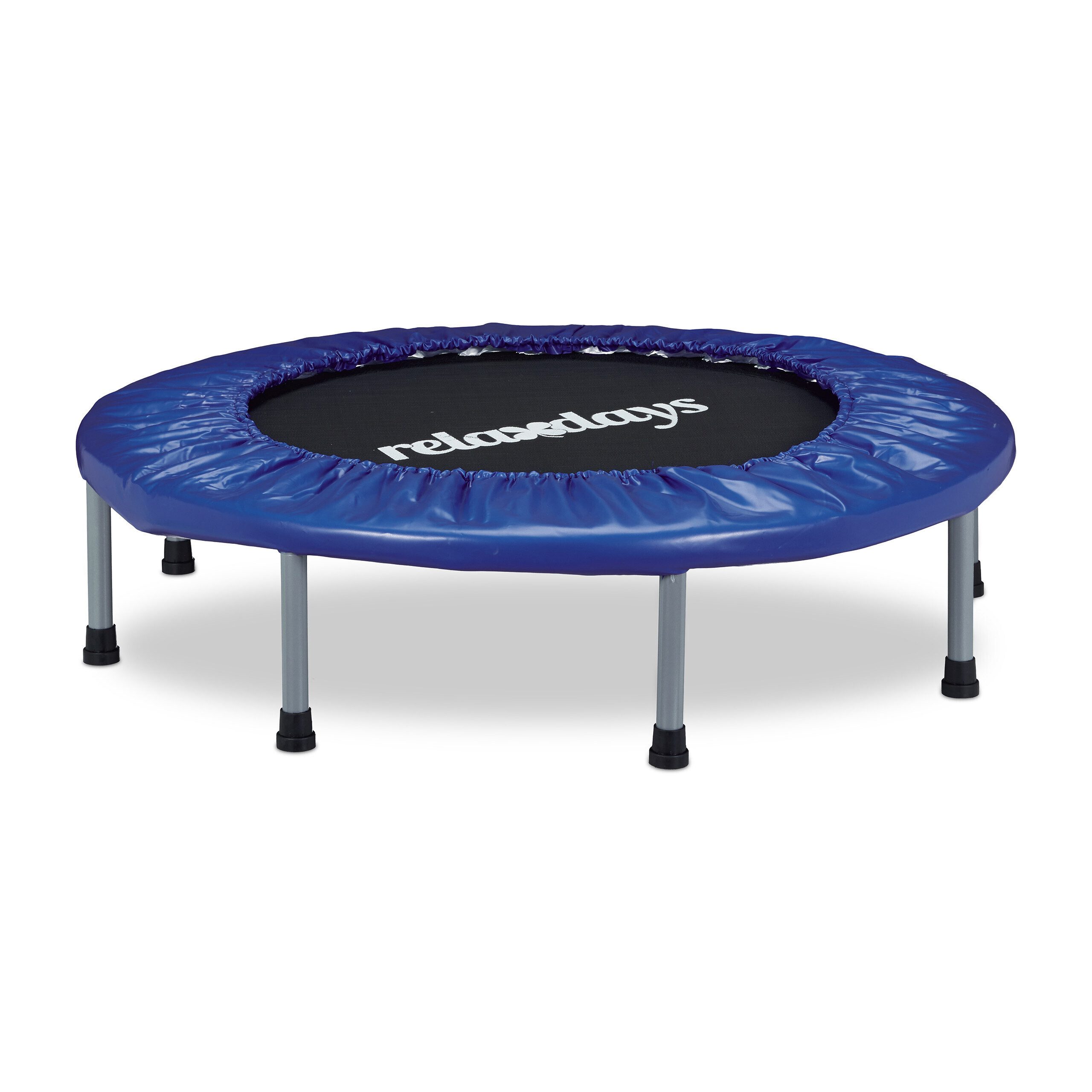 relaxdays Fitnesstrampolin Indoor Trampolin Ø 95 cm, blau