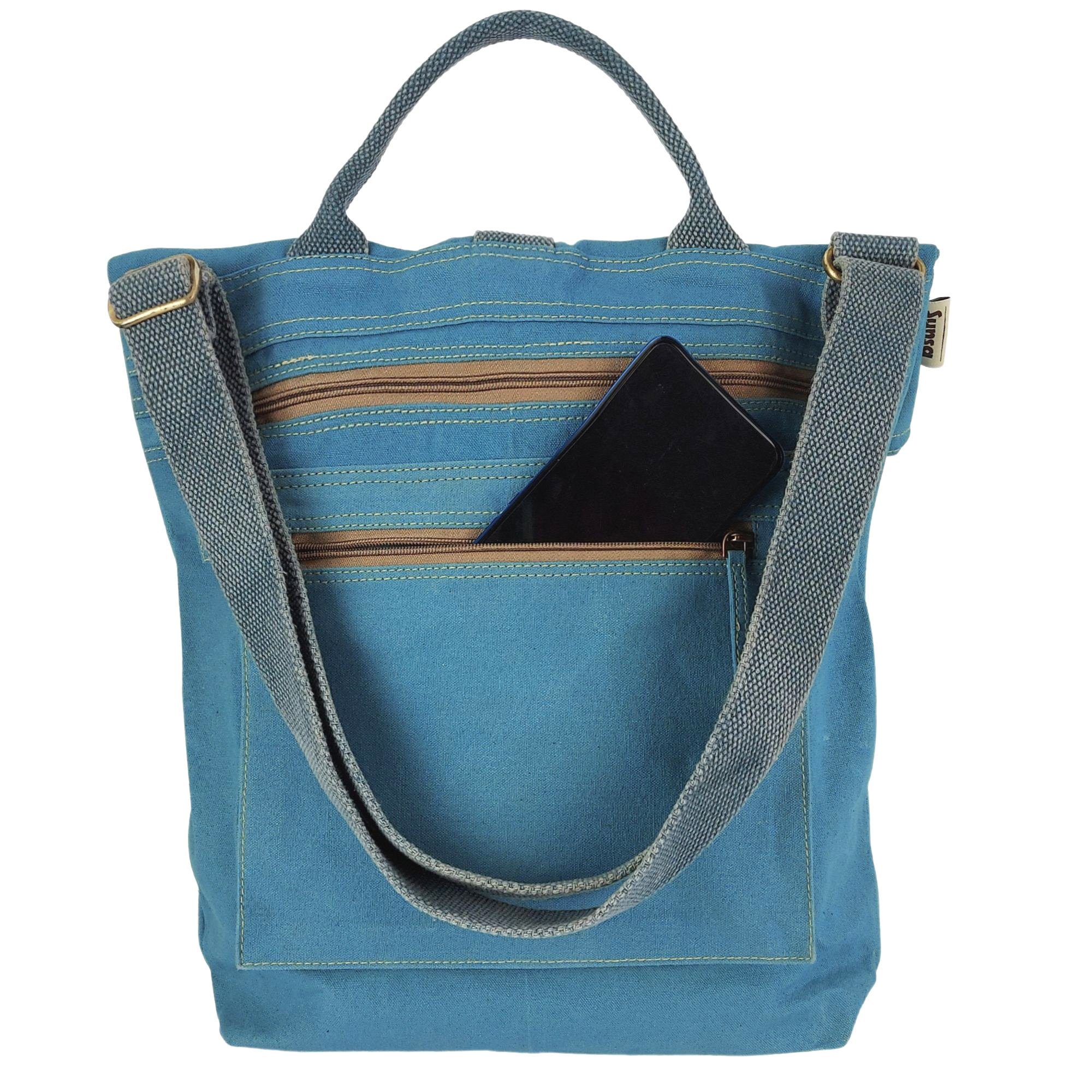 Sunsa Umhängetasche Handtasche, Schultertasche, Umhängetasche, Große blaue Damen Maritim vegan