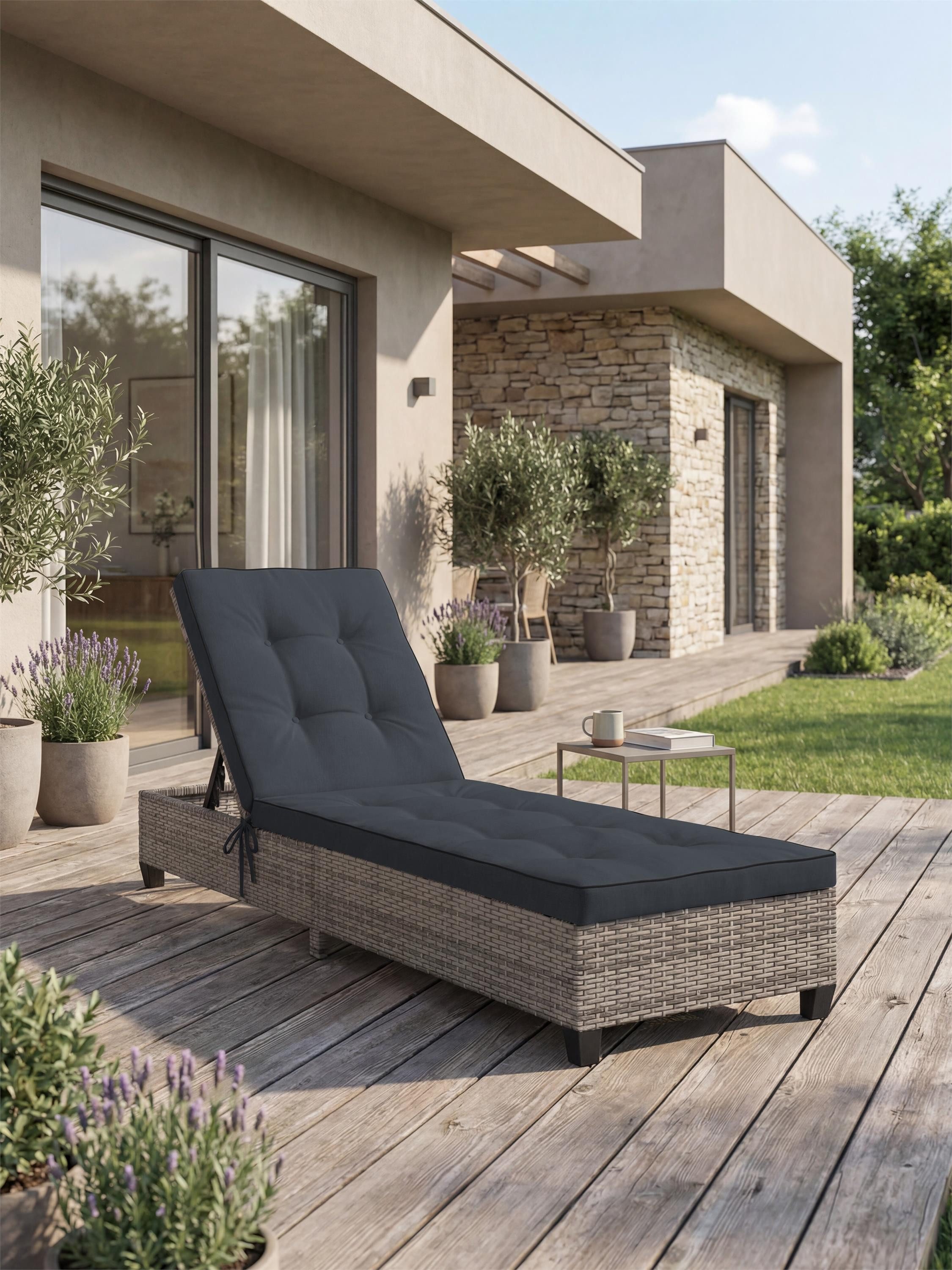 Aspero Sitzauflage 2 Premium Garten-Liegenauflagen Saragossa, Wasserdichte und weiche Outdoor Gartenliegenauflage