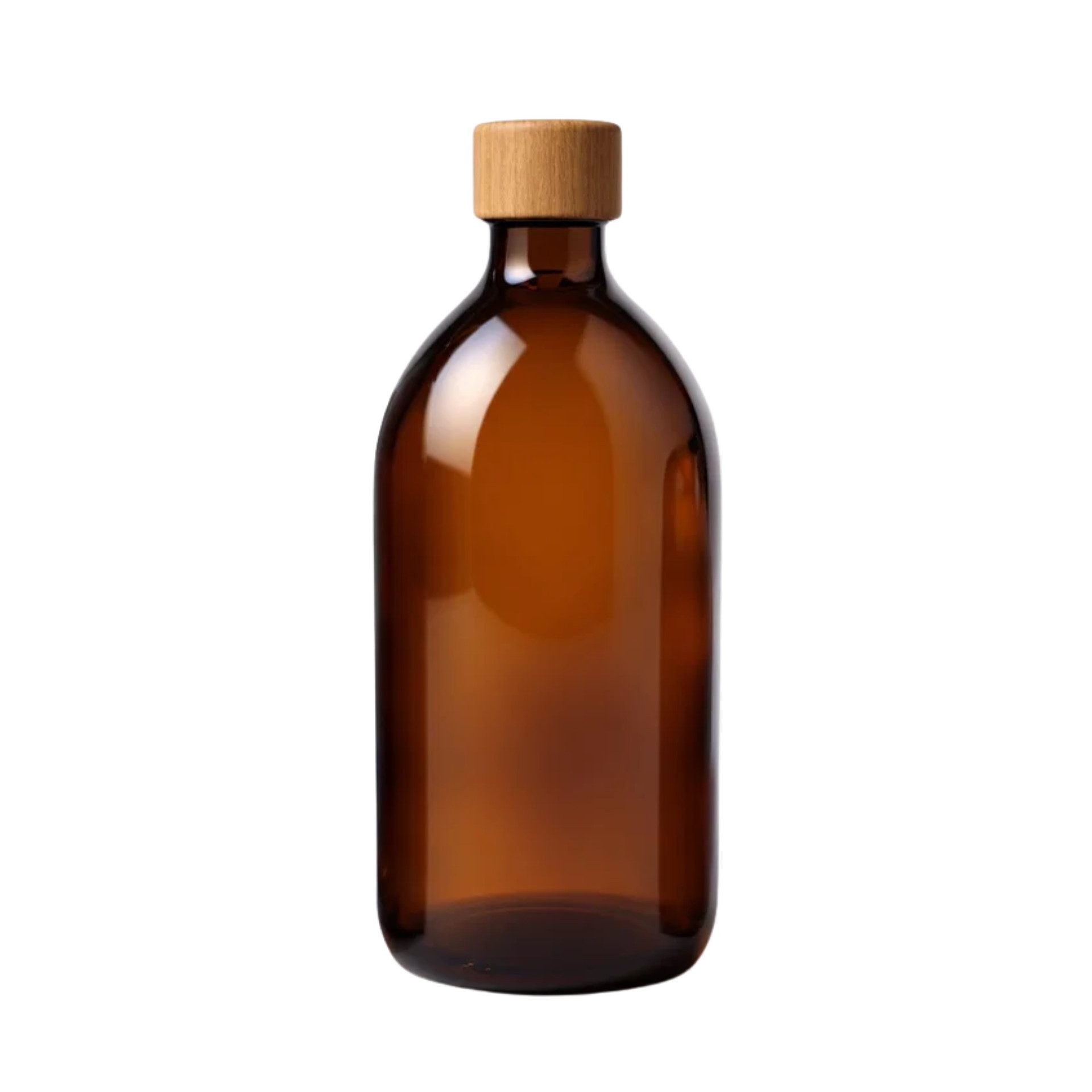 mikken Trinkflasche Apothekerflasche braun 500 ml mit Holz/Alu Schraubdeckel, 0,5 L, UV-Schutz, luftdicht