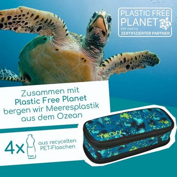 neoxx Schreibgeräteetui Schlamperbox, Catch, Petrol Extreme, aus recycelten PET-Flaschen
