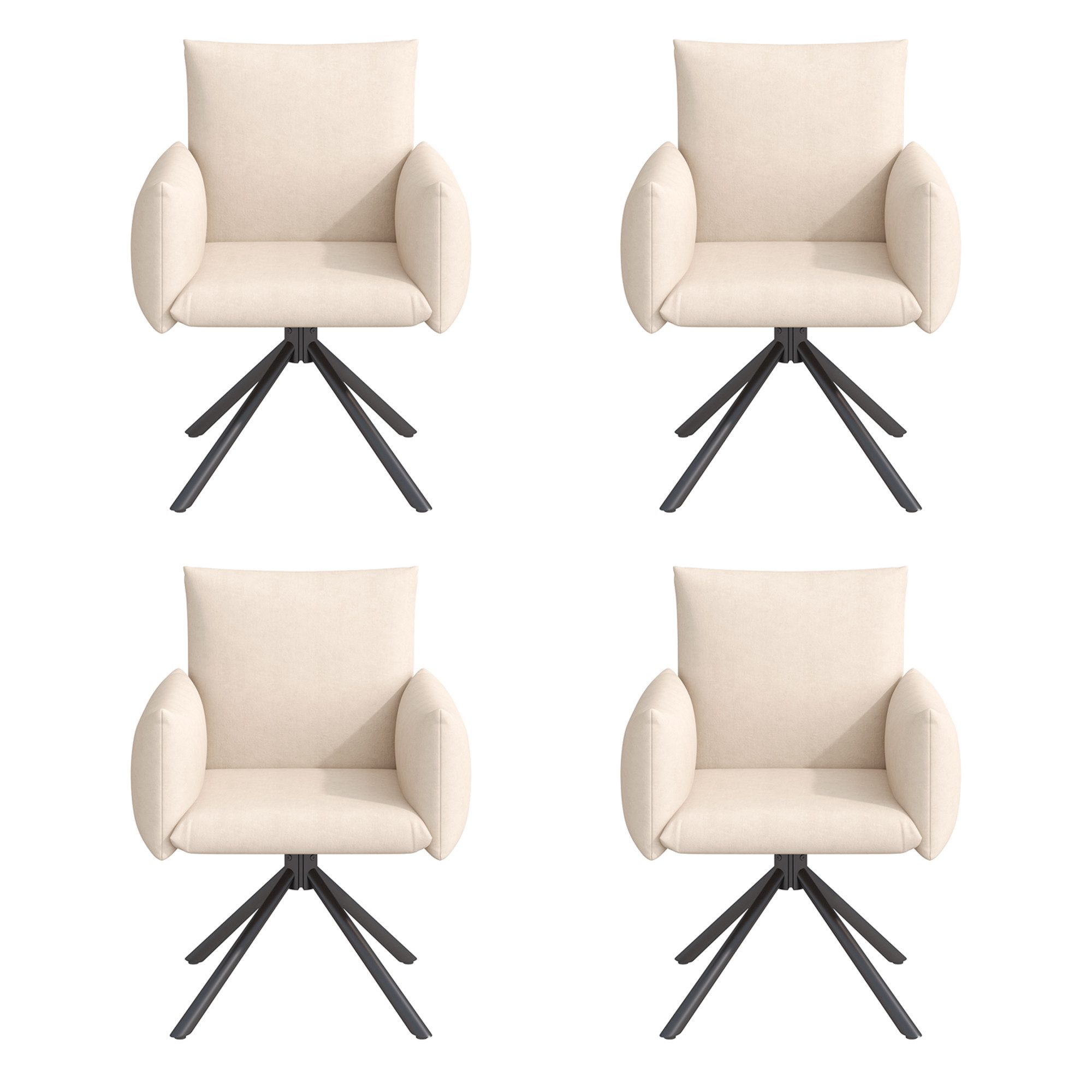 Celya Esszimmerstuhl Esszimmerstühle Set, Gepolsterter Sessel mit 4 Metallbeinen (4 Esszimmerstühle Set), 360° Lässiger Drehstuhl, Wohnzimmer Schlafzimmerstuhl