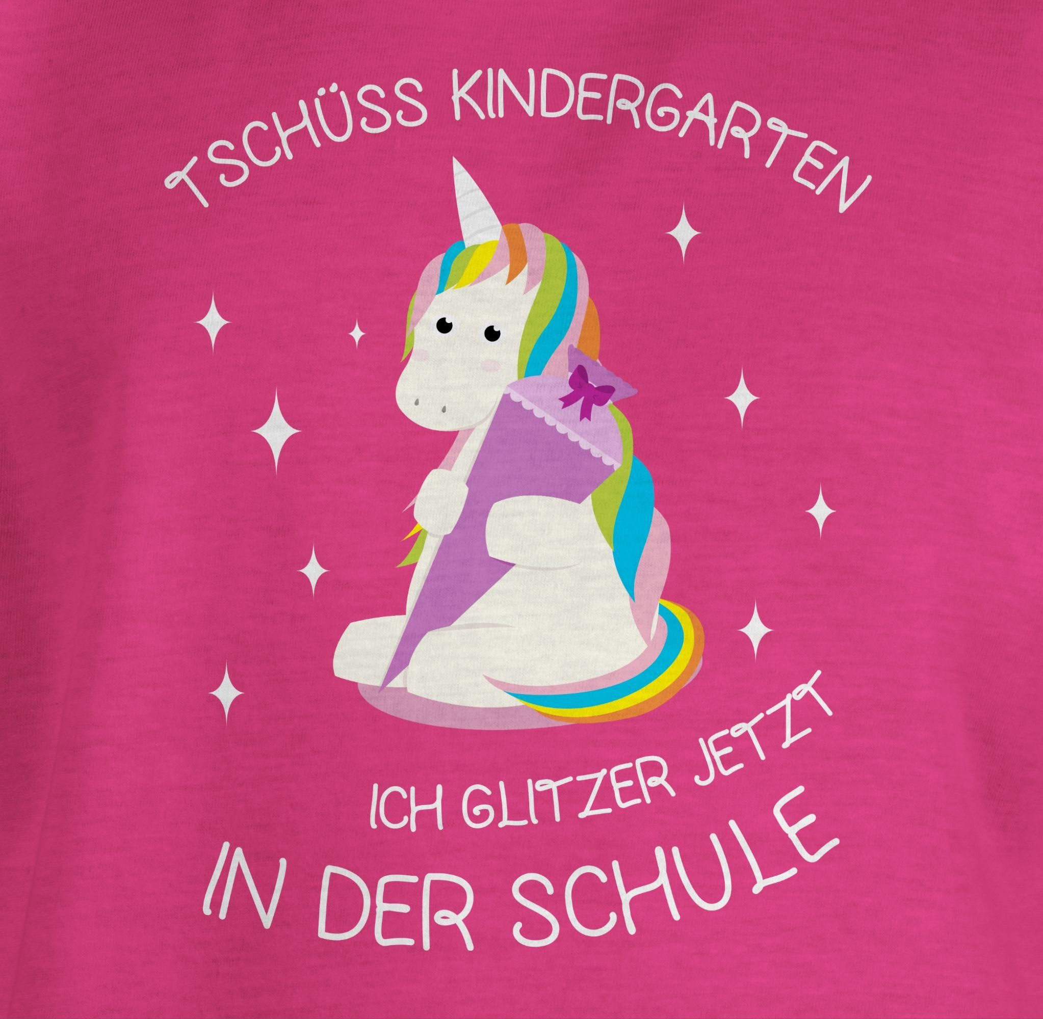 Shirtracer T-Shirt Tschüss Kindergarten 1 Einhorn Einschulung Mädchen Fuchsia