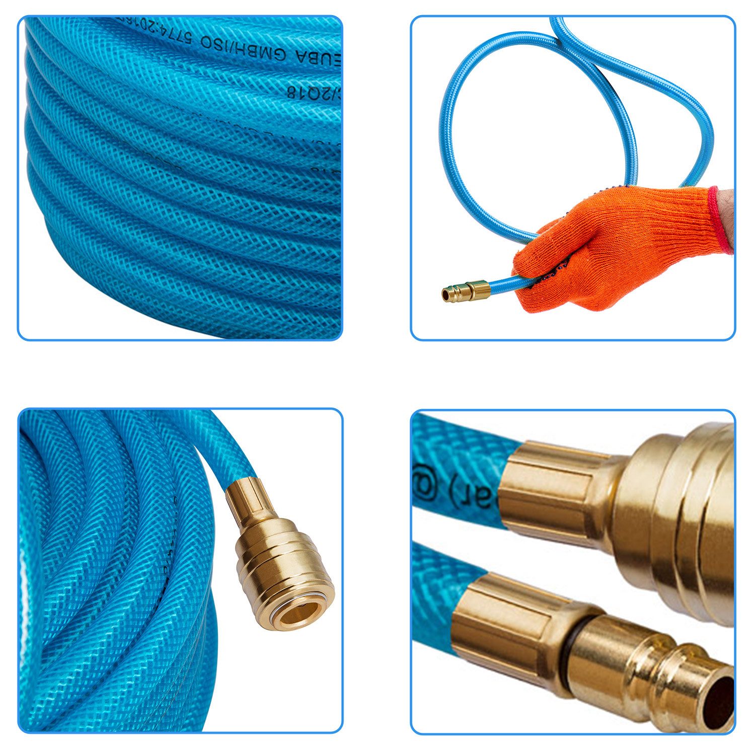 Thumbnail - Deuba Druckluftgeräte-Set, 2x Druckluftschlauch 30m PVC Schnellkupplung 15 bar 1/4" Anschluss Ø
