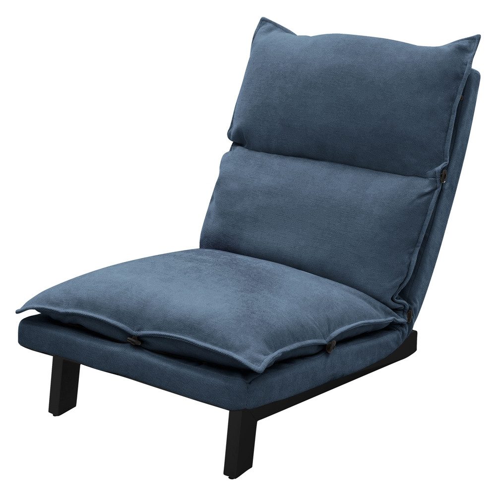 ML-DESIGN Loungesessel Bodenstuhl Bodensessel gepolstert mit Verstellbarer Rückenlehne, Sessel blau aus Leinen mit stabilem Stahlgestell Boden Relaxsessel