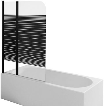 Marwell Badewannenfaltwand White Stripes, Einscheibensicherheitsglas, 2-teilig, BxH: 100x140 cm