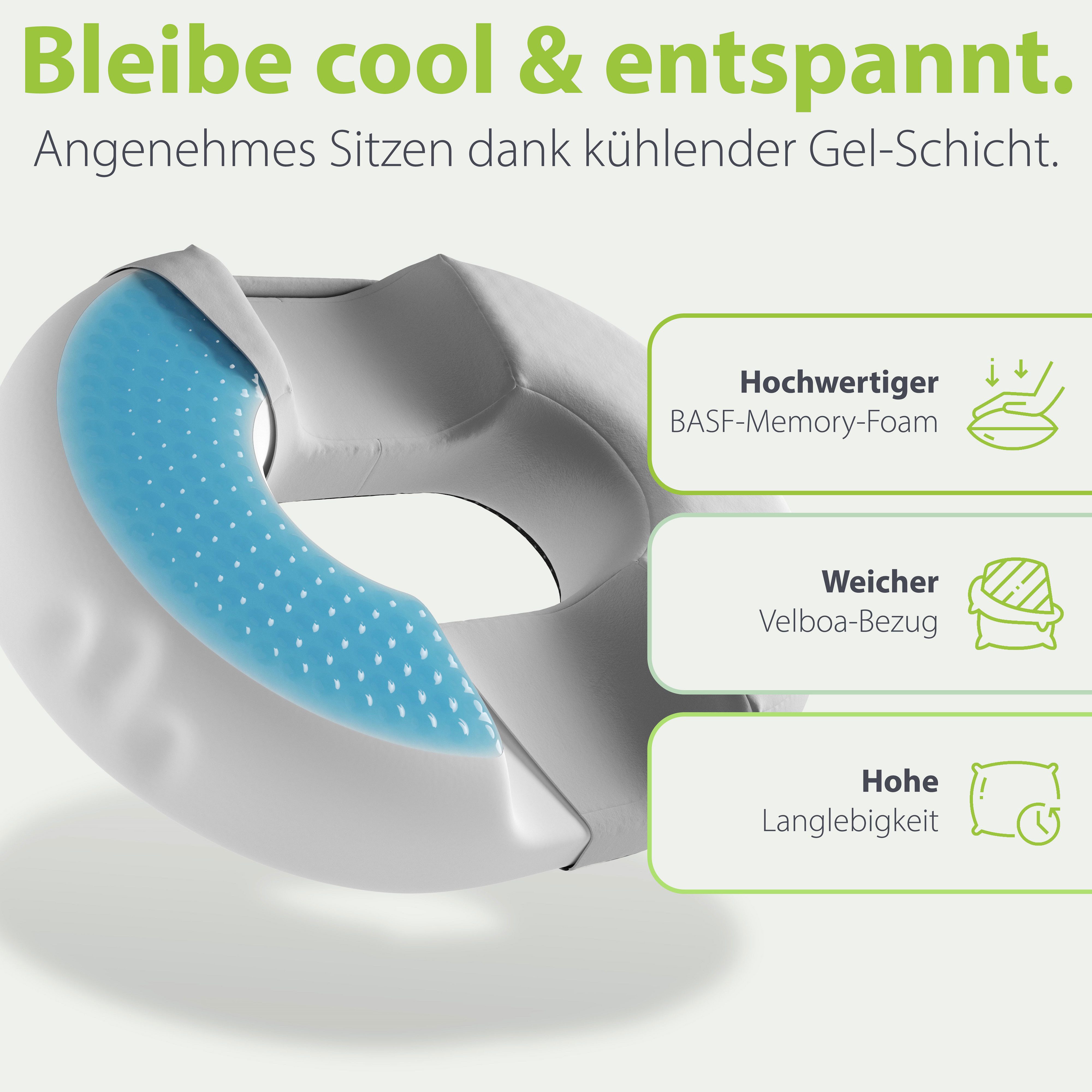 feela Sitzkissen Orthopädischer Sitzring – entlastet Steißbein & Becken beim Sitzen, Ideal nach OP, Schwangerschaft & bei Hämorrhoiden – mehr Komfort