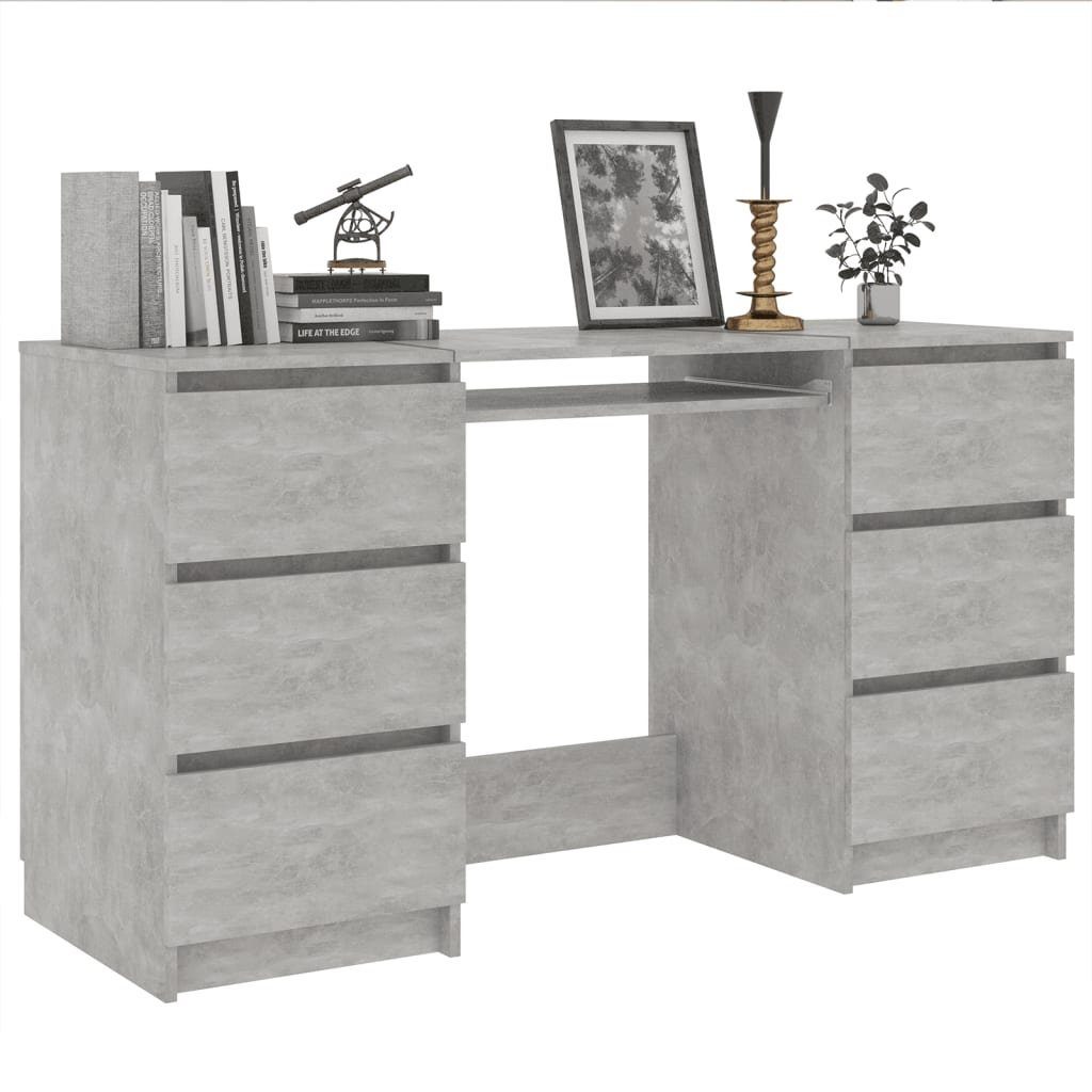 möbelando (LxBxH: 3001904 cm), Holzwerkstoff Schreibtisch 50x140x77 aus mit Betongrau in 6 Schubladen