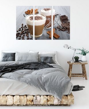 Pixxprint Leinwandbild Schokolade und Kaffee, Schokolade und Kaffee 3Teiler (120x80cm) (1 St), Leinwandbild fertig bespannt, inkl. Zackenaufhänger