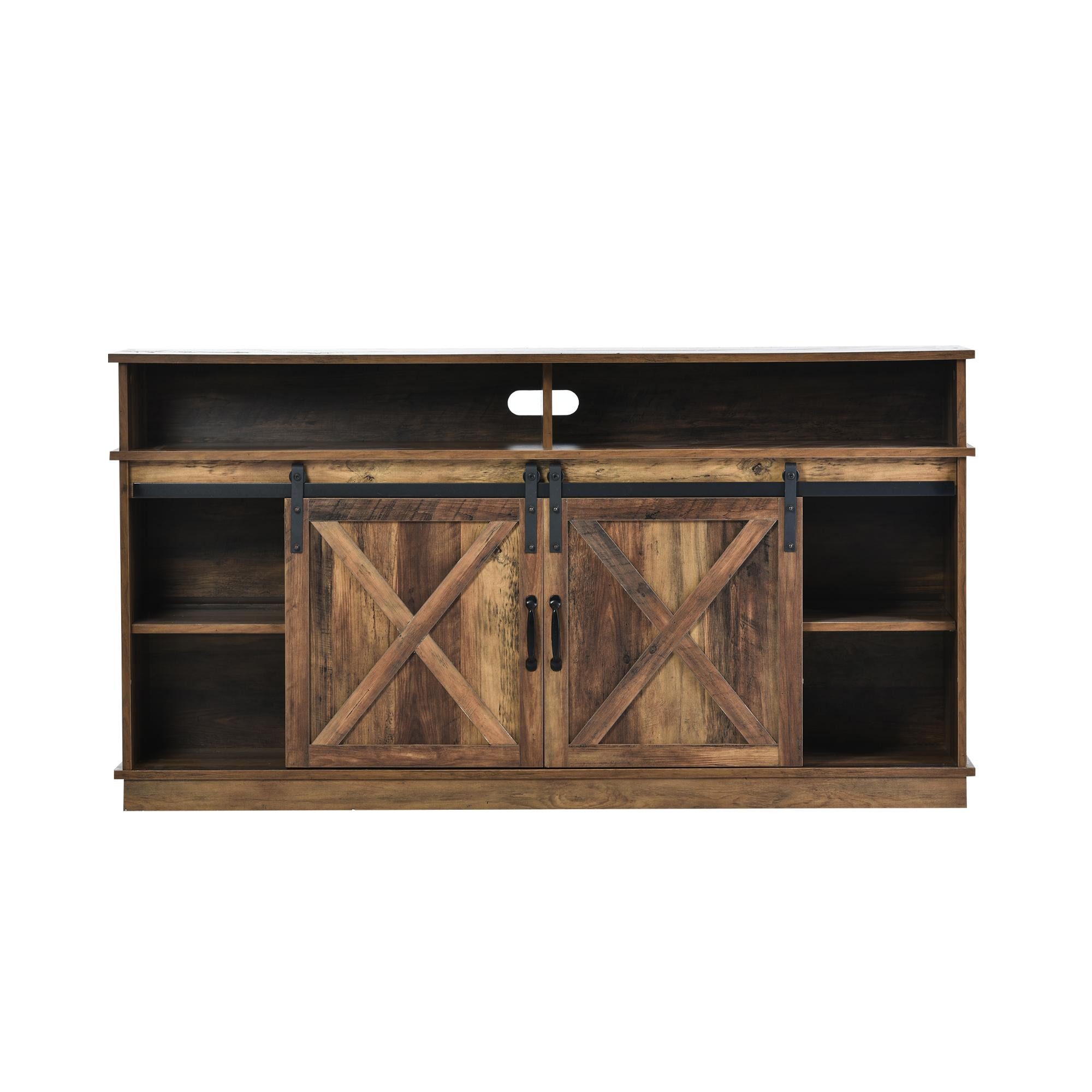 IDEASY Sideboard Großer TV-Schrank, Sideboard, Unterhaltungscenter (mit 2 klassischen Schiebetüren, verstellbaren Regalen), für Wohnzimmer, Esszimmer, Farm-Design 148 * 40 * 78 cm
