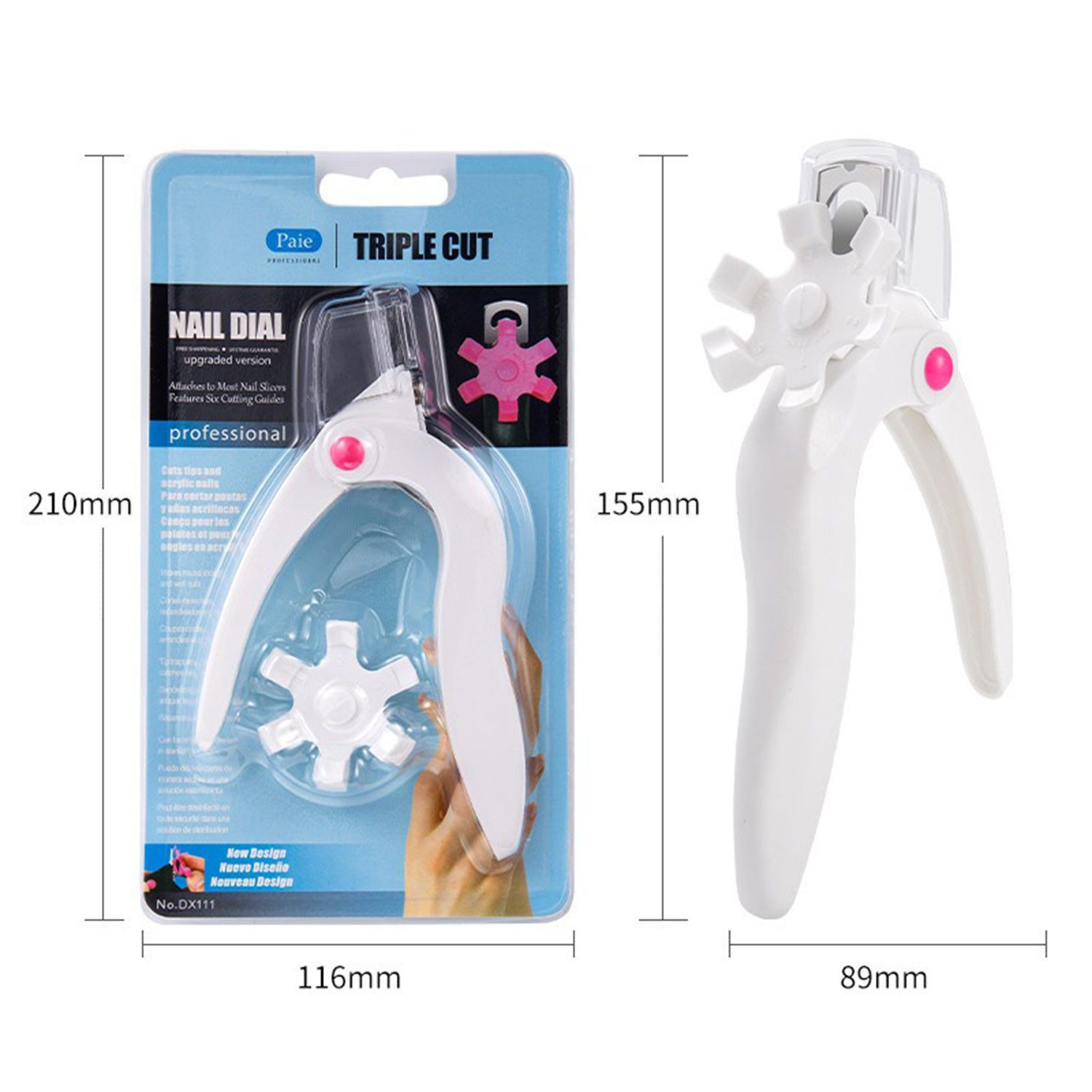 Refttenw Nagelknipser Verstellbarer Professionelle Acryl-Nagelknipser mit Längenmessung, für Verschiedene Nagelformen, 1-St