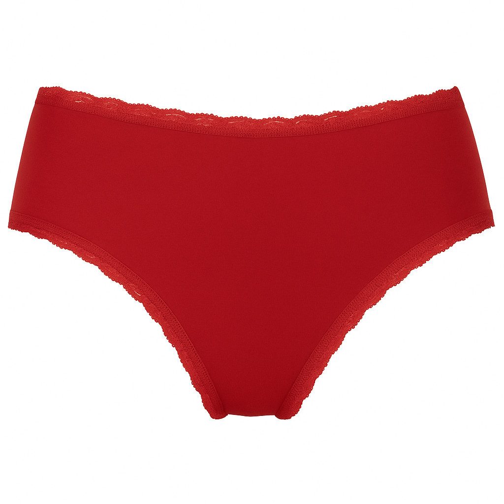 Bruno Barella Slip Damen Slip aus Bio-Baumwolle, GOTS zertifiziert, Rot, 2er Pack (Mehrpack (2er Pack), 2er-Pack) mit Spitze