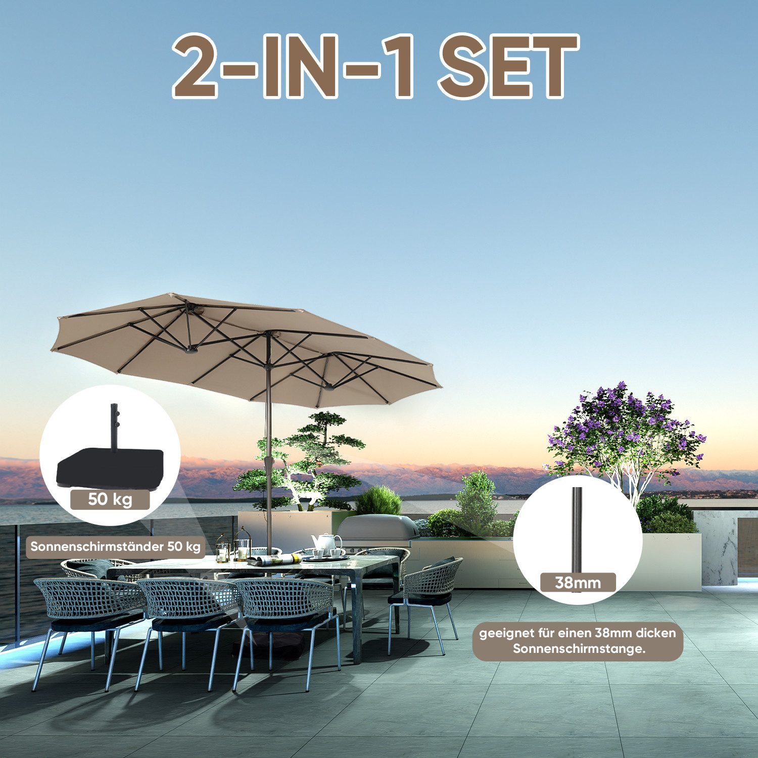 Sekey Sonnenschirm 400 x 220 cm günstig online kaufen