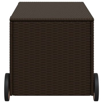 vidaXL Gartenbox Gartentruhe mit Rollen Braun 190L Poly Rattan