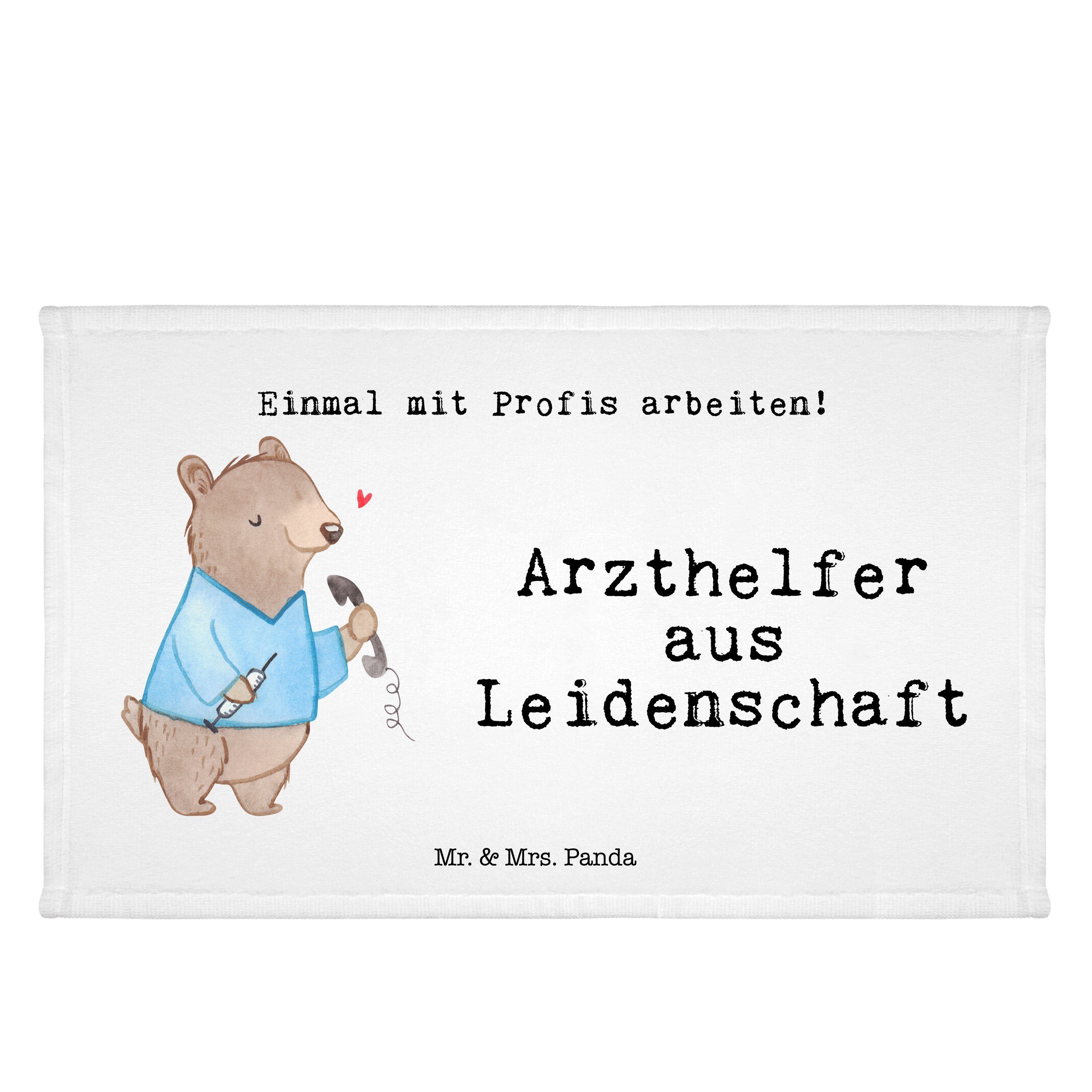 Mr. & Mrs. Panda Handtuch Arzthelfer aus Leidenschaft - Weiß - Geschenk, Ausbildung, Sport Hand, (1-St)