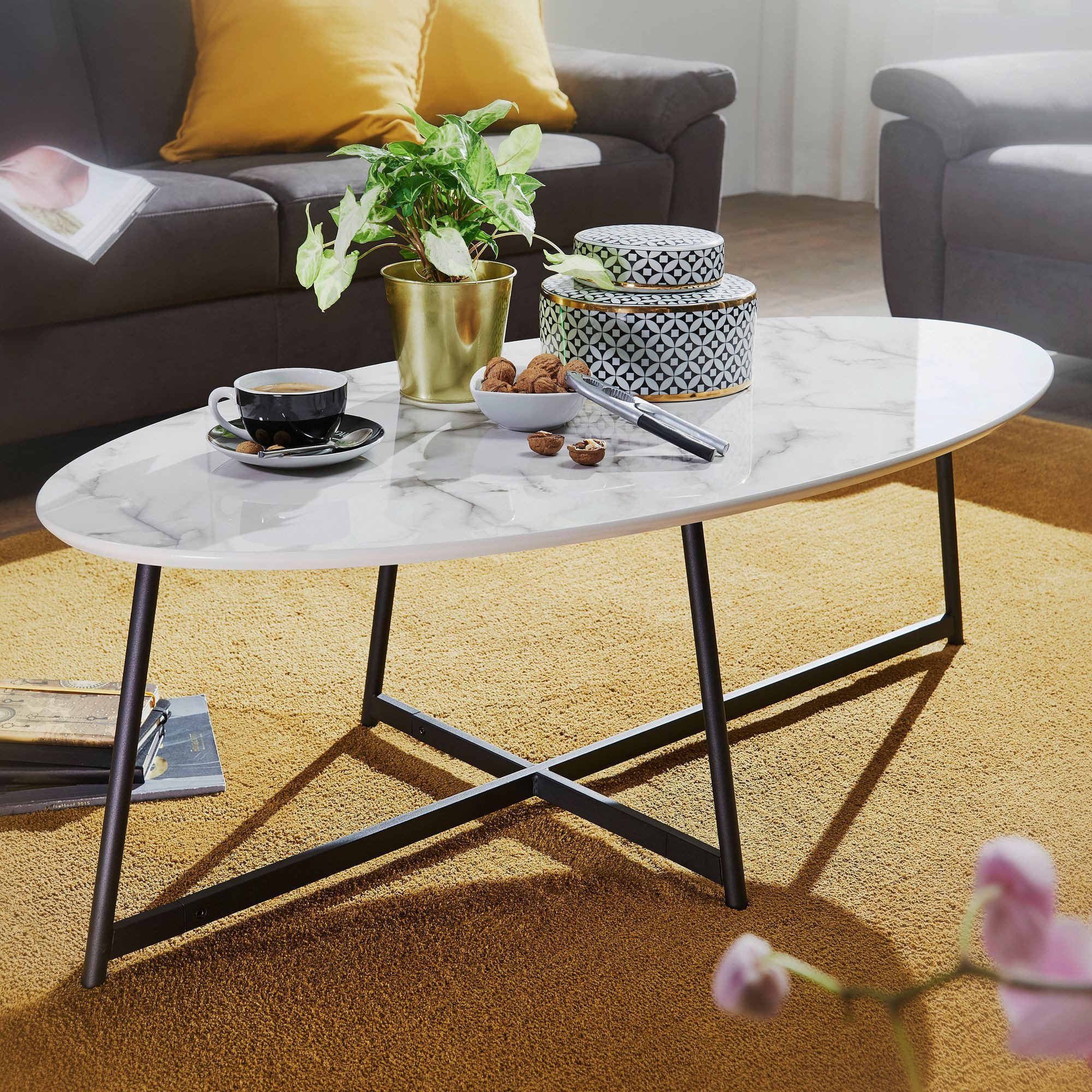 COSTWAY Couchtisch, Glas, Rattan, Holz Sofatisch Mi Produktbild-Vorschau 10
