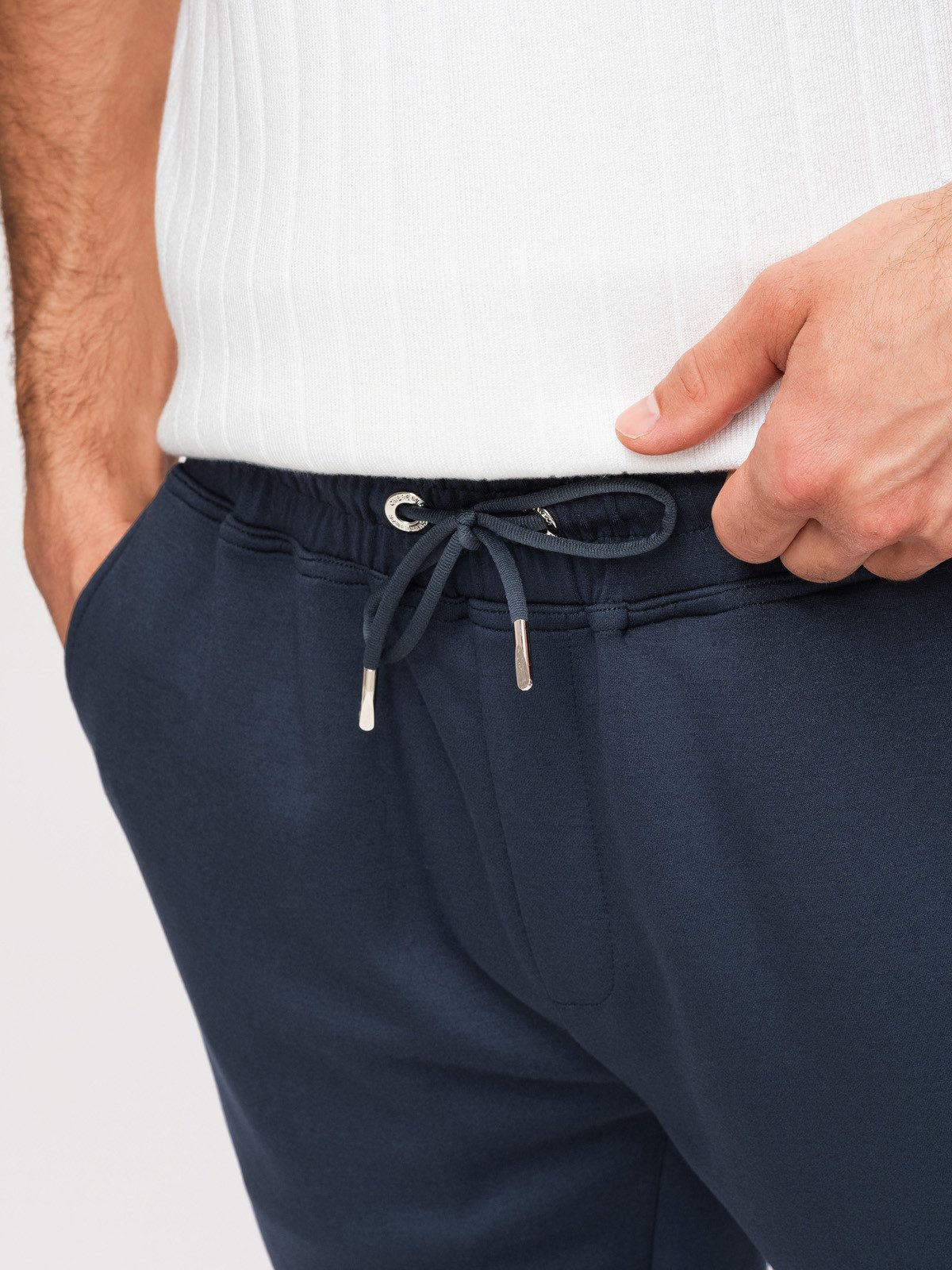 OMBRE Sweatshorts Herren Sweatshorts Regular Fit Elastischer Bund Dunkelblau XL (kein Set, 1-tlg) Elastischer Bund mit Kordelzug – Bild 4 von 5