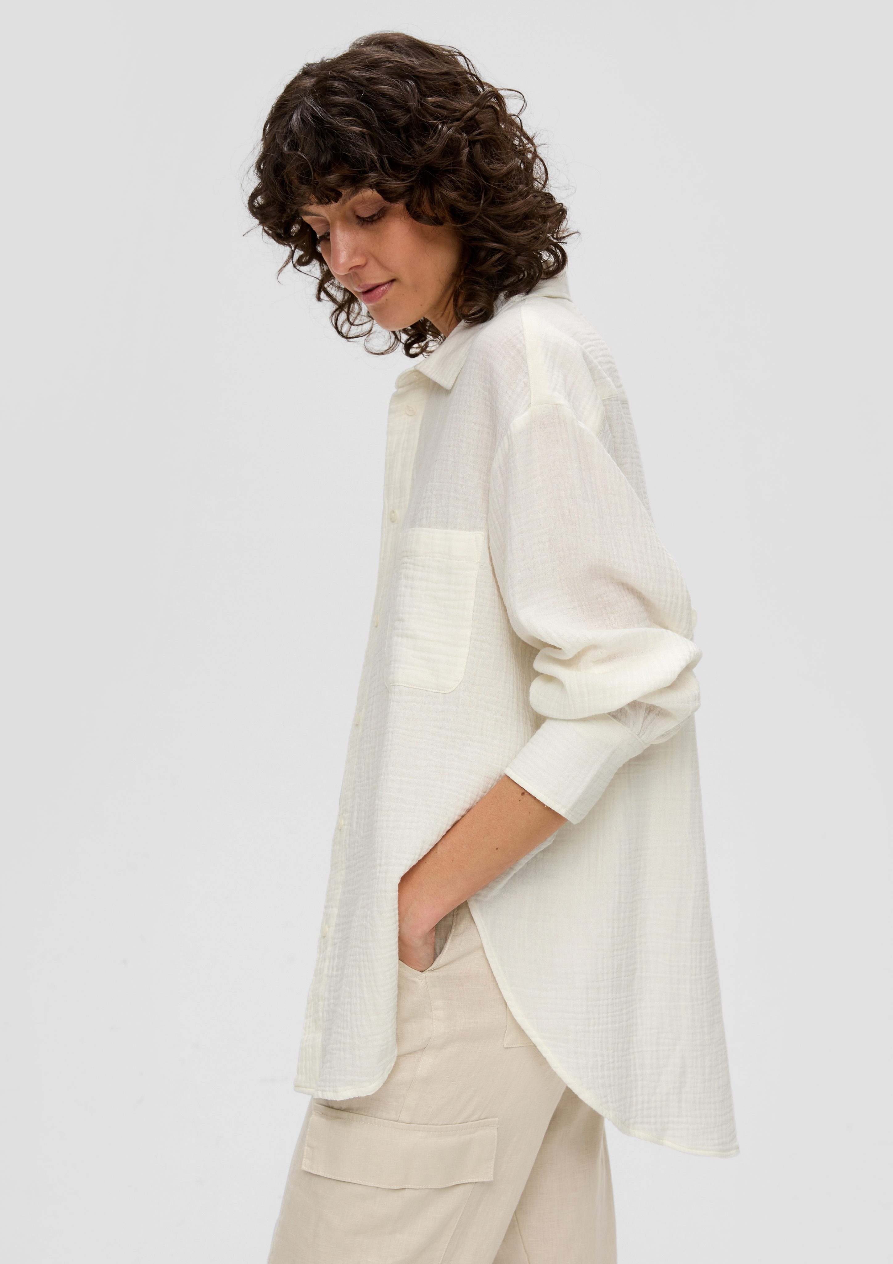 s.Oliver Langarmbluse Musselinbluse im Oversized Fit günstig online kaufen