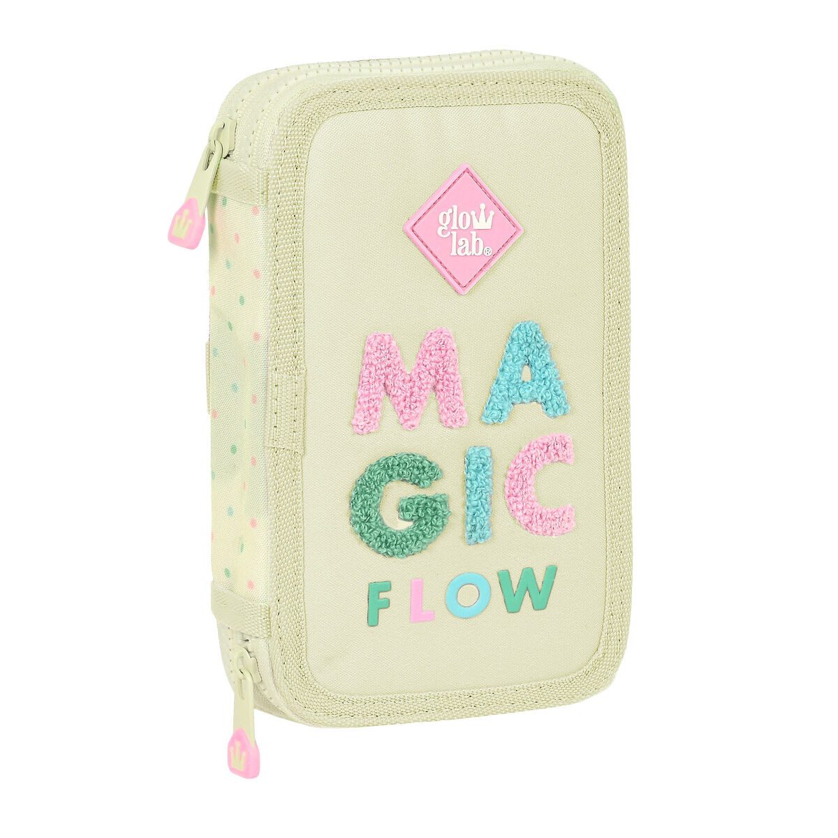 Glow Lab Lama Federtasche Federmäppchen mit Zubehör Glow Lab Magic flow Beige 125x195x4 cm 28 te