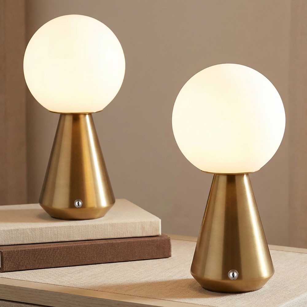 GLOBO LIGHTING LED Tischleuchte, LED-Leuchtmittel fest verbaut, Kaltweiß, Warmweiß, Neutralweiß, Tageslichtweiß, Farbwechsel, LED Tischlampe Tischleuchte Touchdimmer kupferfarben CCT USB 2er Set