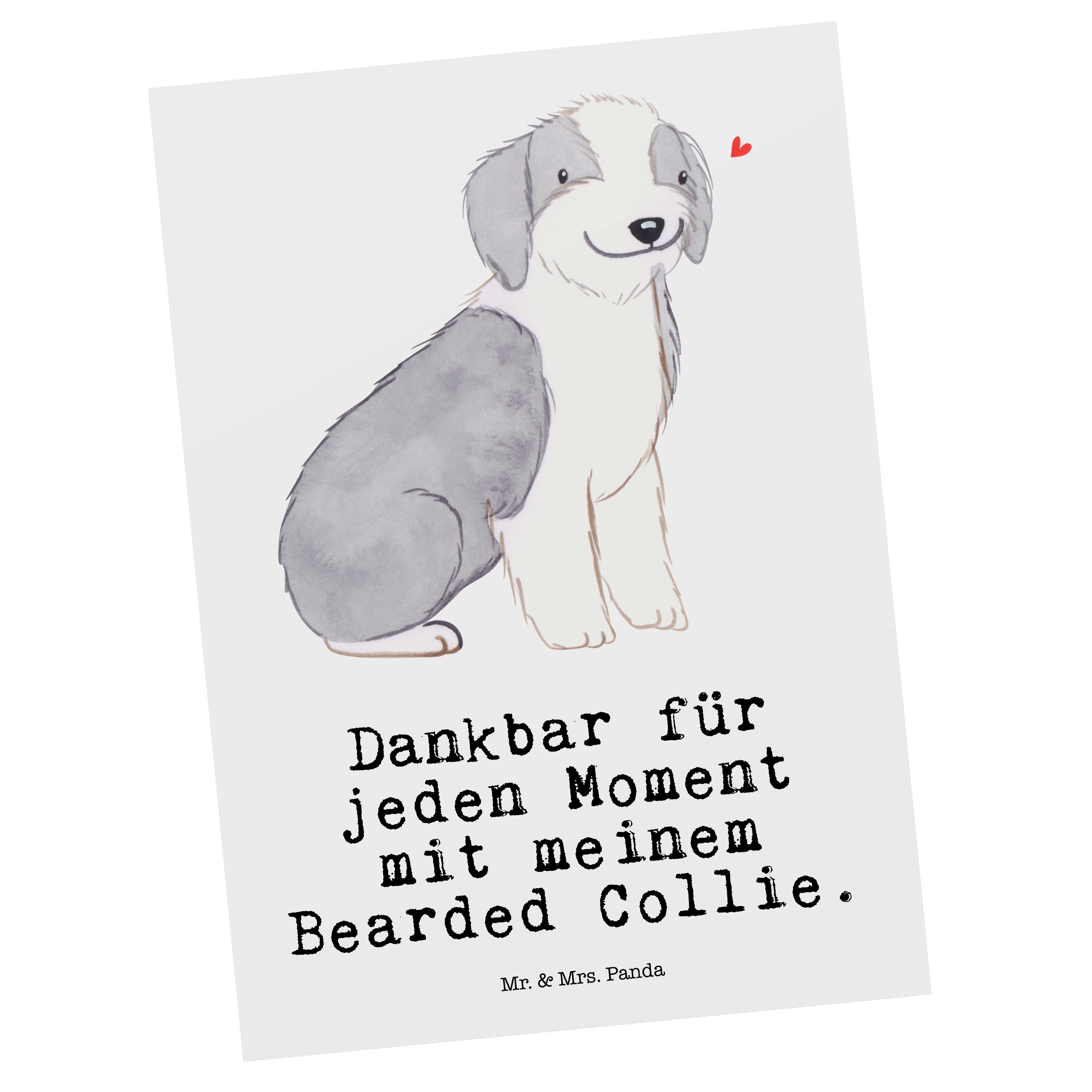 Mr. & Mrs. Panda Postkarte Bearded Collie Moment - Weiß - Geschenk, Grußkarte, Geschenkkarte, br