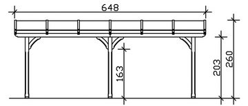 Skanholz Terrassendach Rimini, BxT: 648x250 cm, Bedachung Doppelstegplatten, 648 cm Breite, verschiedene Tiefen