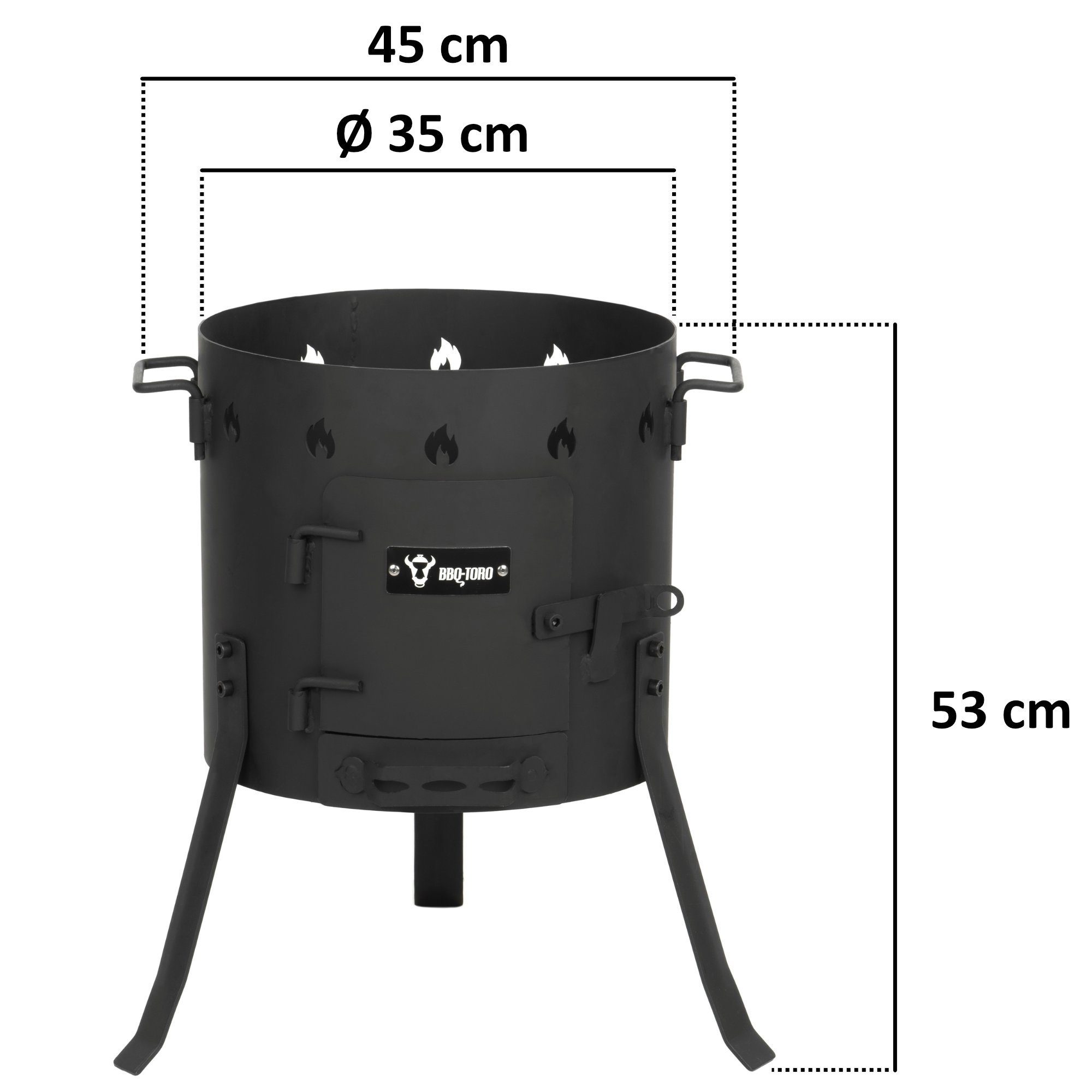 BBQ-Toro Feuerstelle Kazan Ofen Ø 35 cm, Gulaschkessel, Feuerkessel, Outdoor Ofen, Utschak, (1-St), Seitliche Griffe zum Transport – Bild 4 von 5