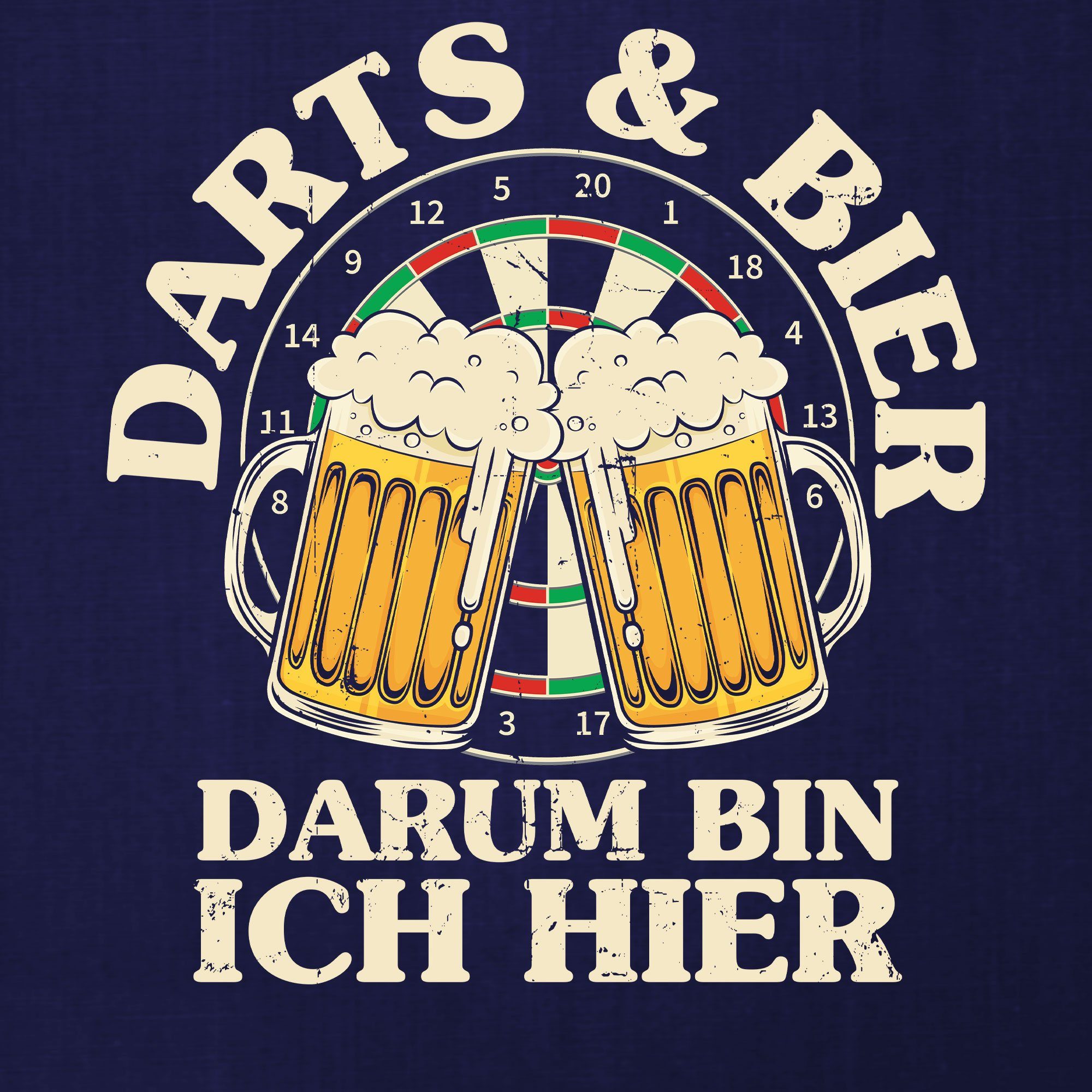 Dartscheibe T-Shirt Bier (1-tlg) Dart Kurzarmshirt Blau Navy Herren & Formatee Dartspieler Dartpfeil Quattro Darts -