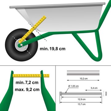 ECD Germany Schubkarren-Rad Ersatzrad Gummirad Schubkarren Rad (4 St), 4 Stück mit Blockprofil PU Vollgummi mit Achse 390mm Schwarz