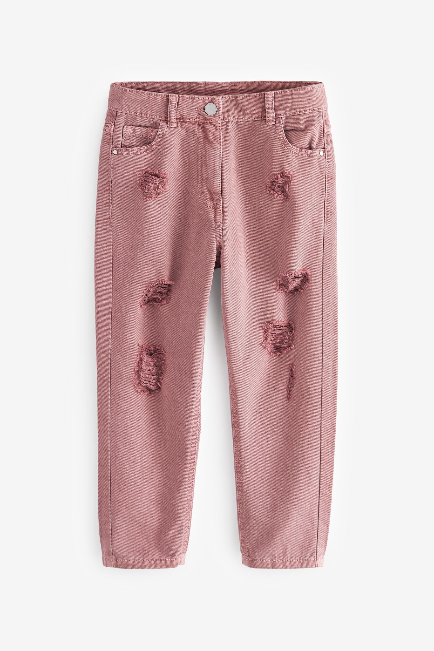 Next Mom-Jeans Mom-Jeans (1-tlg) Raspberry Pink Distressed