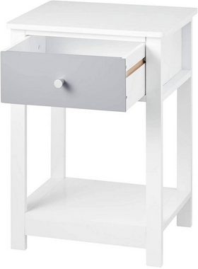 Woltu Nachttisch, Nachttisch mit Schublade mit Ablage aus MDF weiß