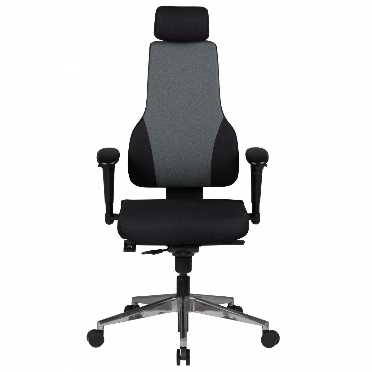 Amstyle Chefsessel QENTIN schwarz/grau Stoffbezug Bürostuhl mit Kopfstütze (Bürostuhl XXL 120 kg Modern, Stoff Schwarz / Grau), Schreibtischstuhl Drehbar Drehstuhl mit Kopfstütze