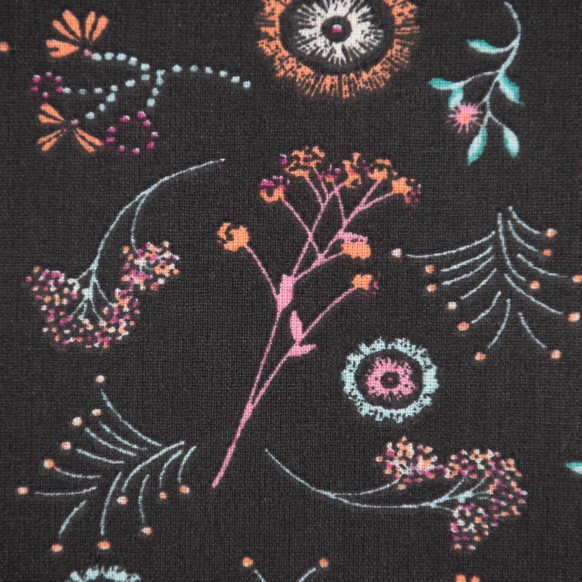 SCHÖNER LEBEN. Stoff Baumwollstoff Meterware Flowers Mini Blumen schwarz bunt 140cm, pflegeleicht