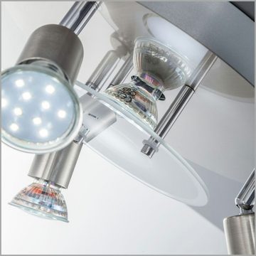 B.K.Licht Deckenleuchte LED Deckenlampe 4x 3W 250lm IP20 - BKL1077, LED wechselbar, Warmweiß, Schwenkbar Drehbar 3.000K 250x90mm (DxH)