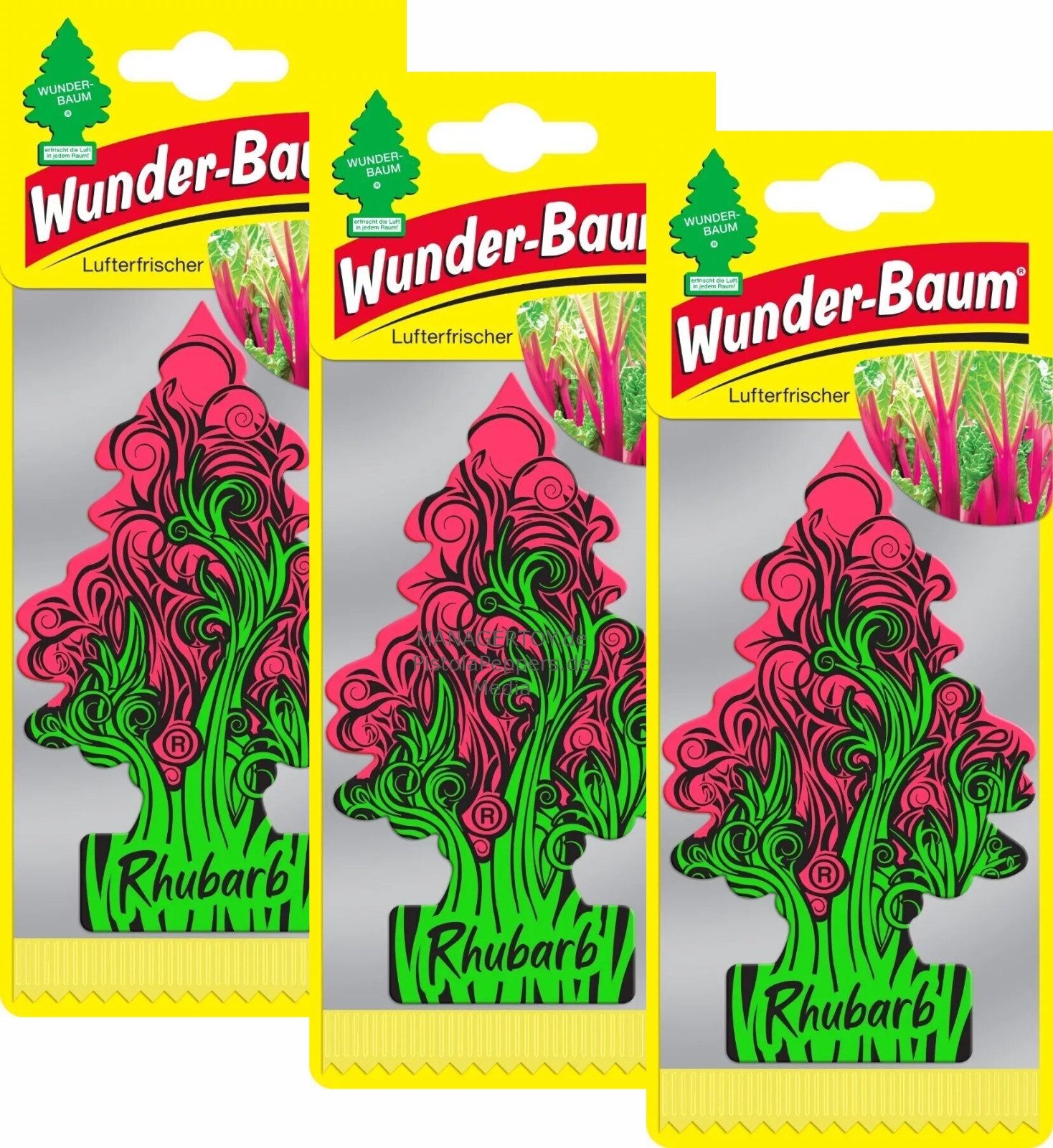 Raumduft Rhabarber 3er Set Wunderbaum Rhubarb drei Stück