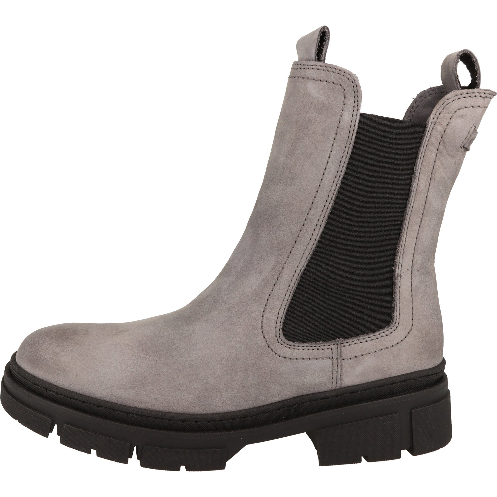 Tamaris Damen Schuhe Mode Nubuc Stiefel Chelseaboots 1-25901-41 Grey Leder gepolstert