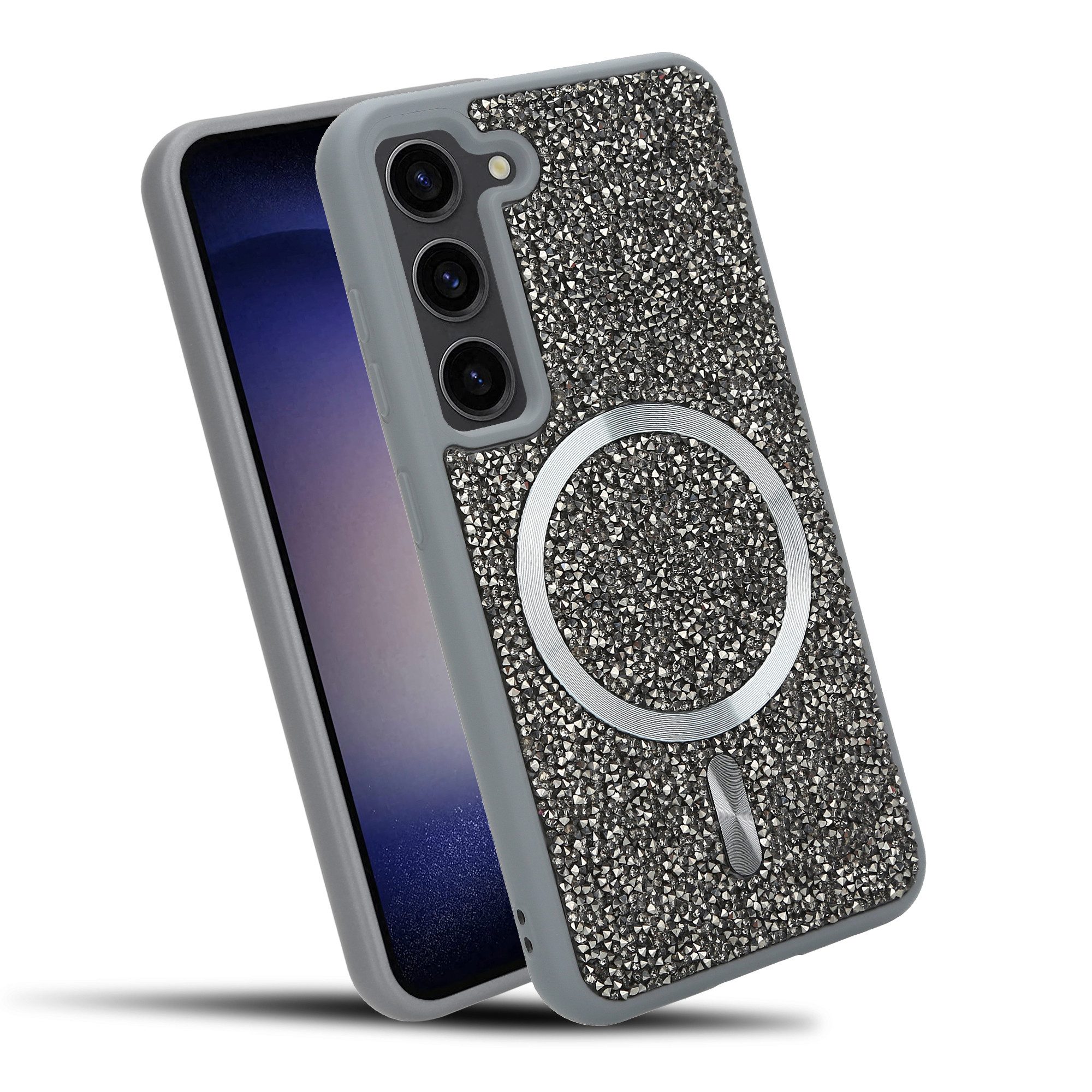 Cadorabo Handyhülle Samsung Galaxy S23, Hülle Schutzhülle Case Cover kompatibel mit Magsafe Diamant Glitzer