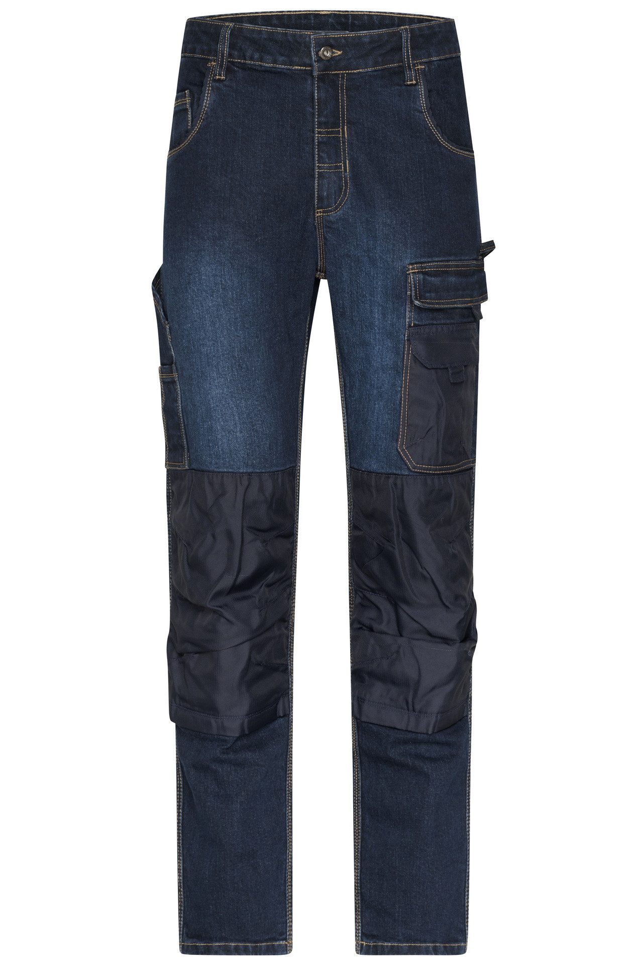 James & Nicholson Arbeitshose Robuste Herren Arbeitshose aus Stretch-Denim-Jeans JN875 Reißfeste Dreifachnaht