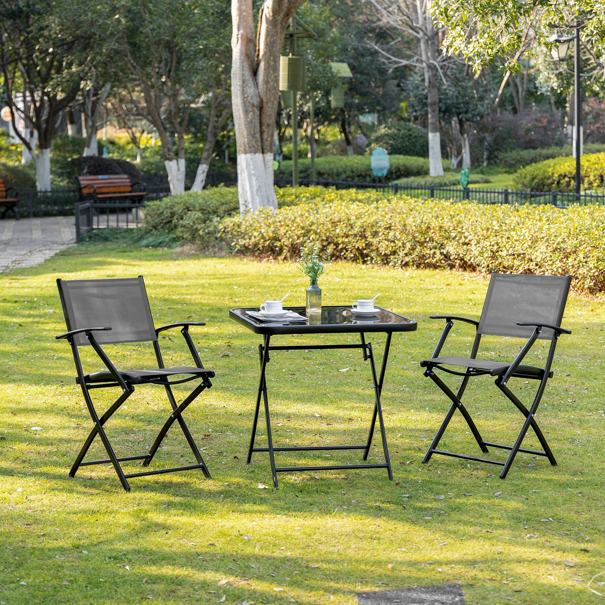 Outsunny Sitzgruppe Balkonmöbel 1 Tisch+2 Stühle günstig online kaufen