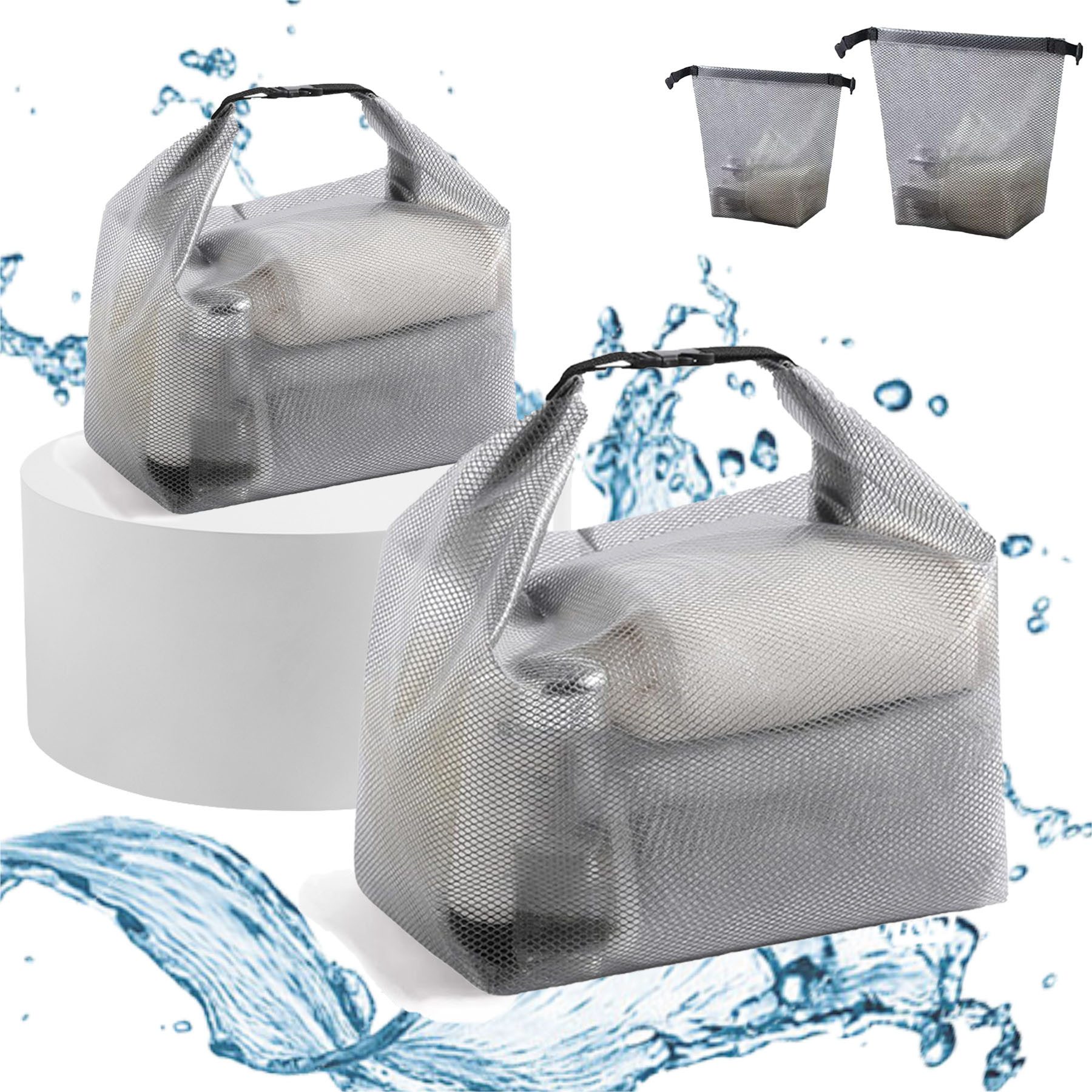 Mutig Kulturbeutel 2 Stück Kosmetiktasche Wasserdicht,Kulturtasche Damen Herren (Groß + Klein Durchsichtig Kulturbeutel,Eva Reise Kosmetik Tasche, Große Strandtasche mit großem Fassungsvermögen, faltbar mit Tragegriff), Geeignet für Reisen, Camping, Strand und Fitnessstudio