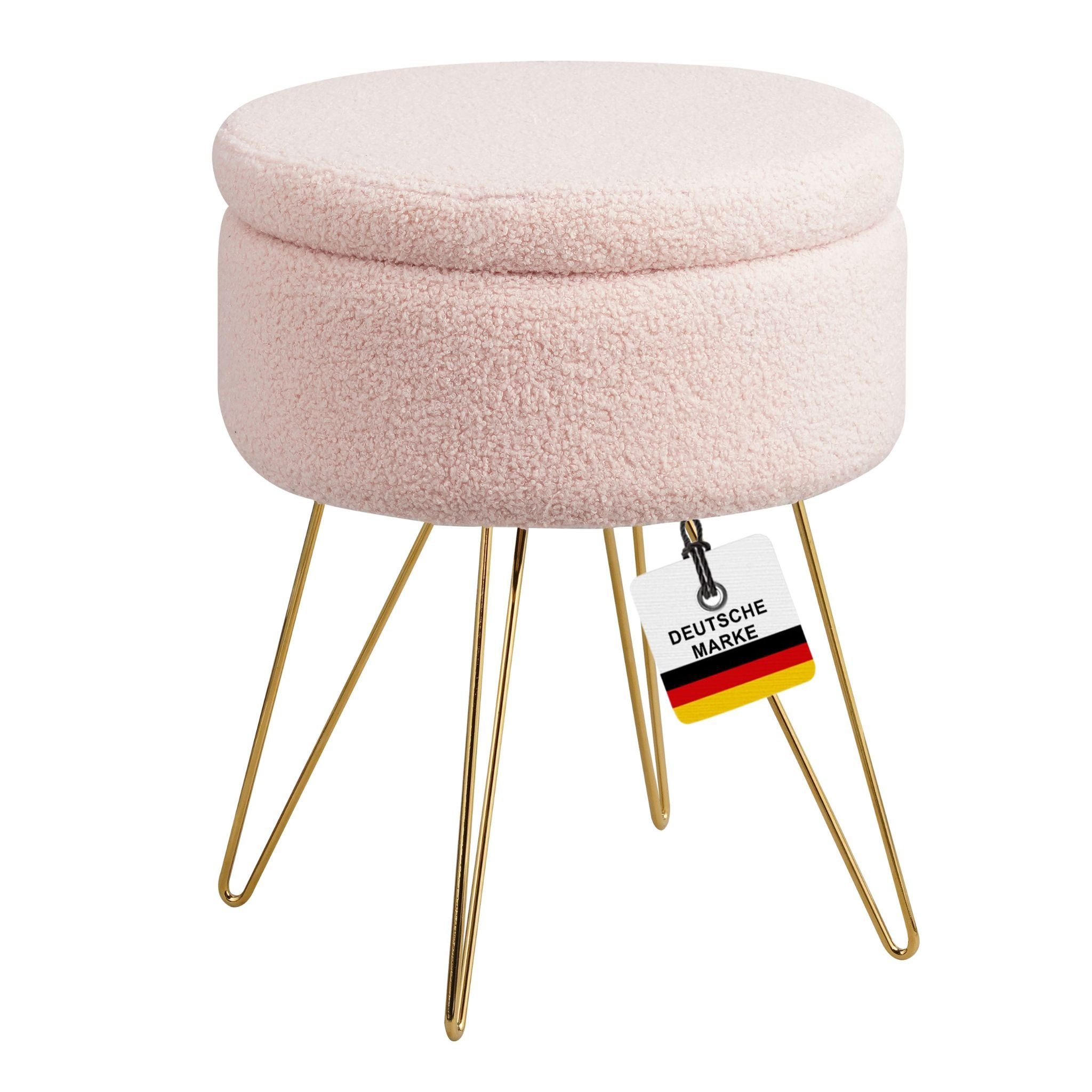 Albatros International Polsterhocker Albatros Hocker mit Stauraum Cannes Sitzhocker mit Stauraum, Modern (Rosa, Sherpa), optimal als Fußhocker oder Hocker Schminktisch